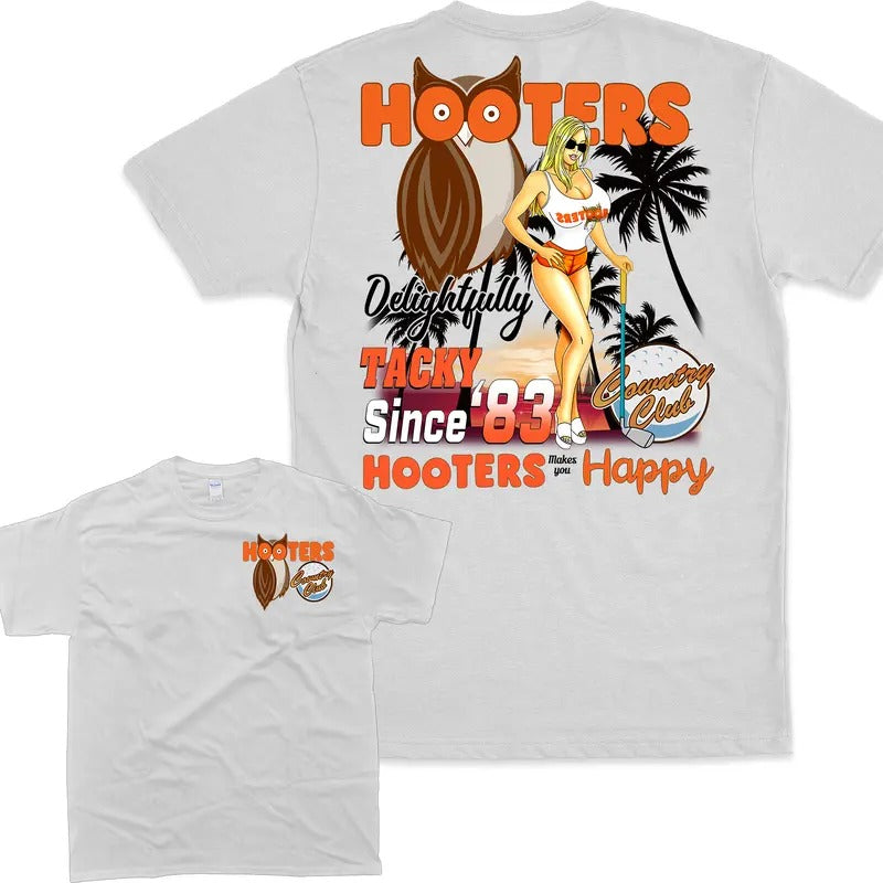 Vintage 90s Hooters Country Club Graphic Unisex T-Shirt, Gift For Him, For Her, Crewneck Menswear Top Streetwear Hoodie,...