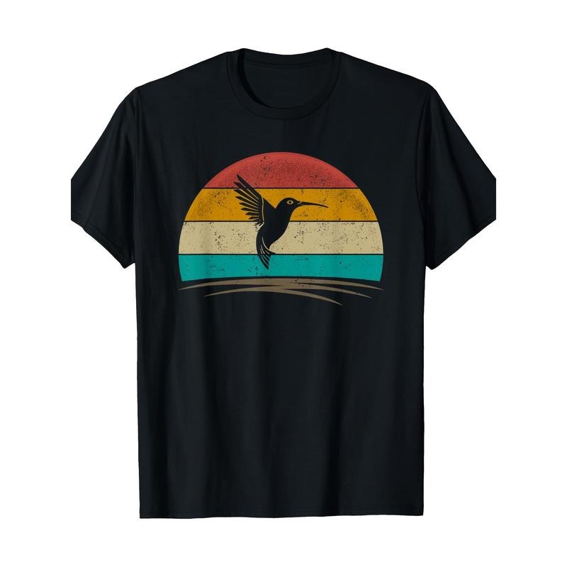 Vintage Hummingbird 100% Cotton Casual Crew Neck Short Sleeve Regular Fit Digital Print Bird Lovers All Seasons Made USAstyle{N002}2 T-Shirts, Hoodie, Sweatshirt