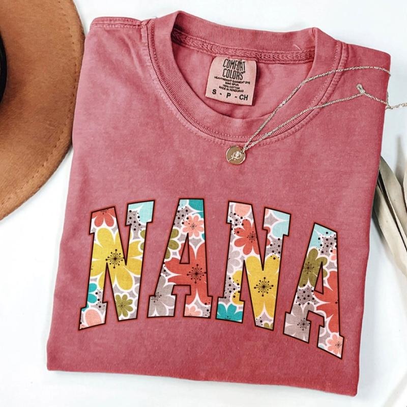 Vintage floral NANA t-shirt, Nana T-Shirt, Floral Nana Shirt, Gift For Grandma, Grandma, Graphic Tee, Women's T-Shirt...
