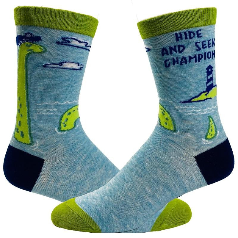 Women's Hide And Seek Champion Socks Funny Loch Ness Monster Novelty Graphic Footwear Funny Graphic Socks Comfortable...