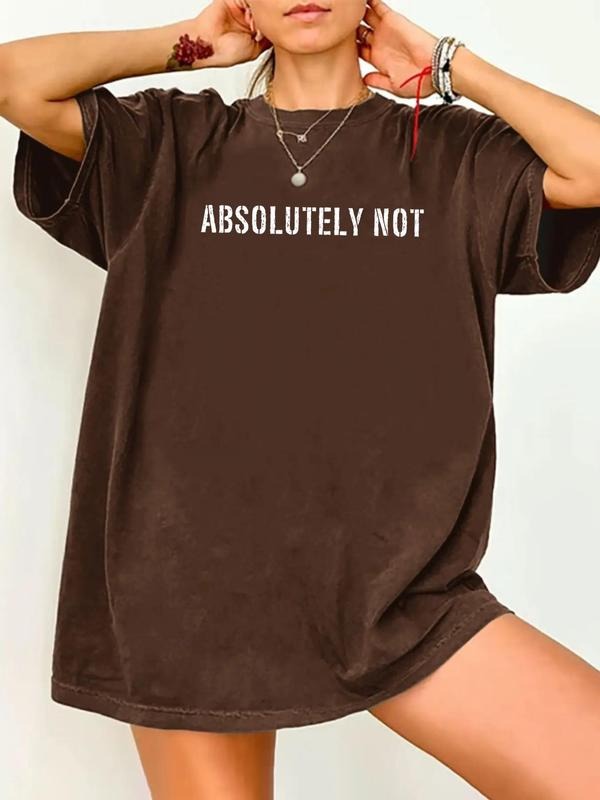 Women's Letter Print Round Neck Tee, Casual Short Sleeve Crew Neck T-shirt for Summer, Fashion Women's Top for Daily...
