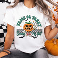Retro Vintage Trick Treat Short Sleeve Casual Cotton Shirt Top Womenswear T-Shirts, Hoodie, Sweatshirt
