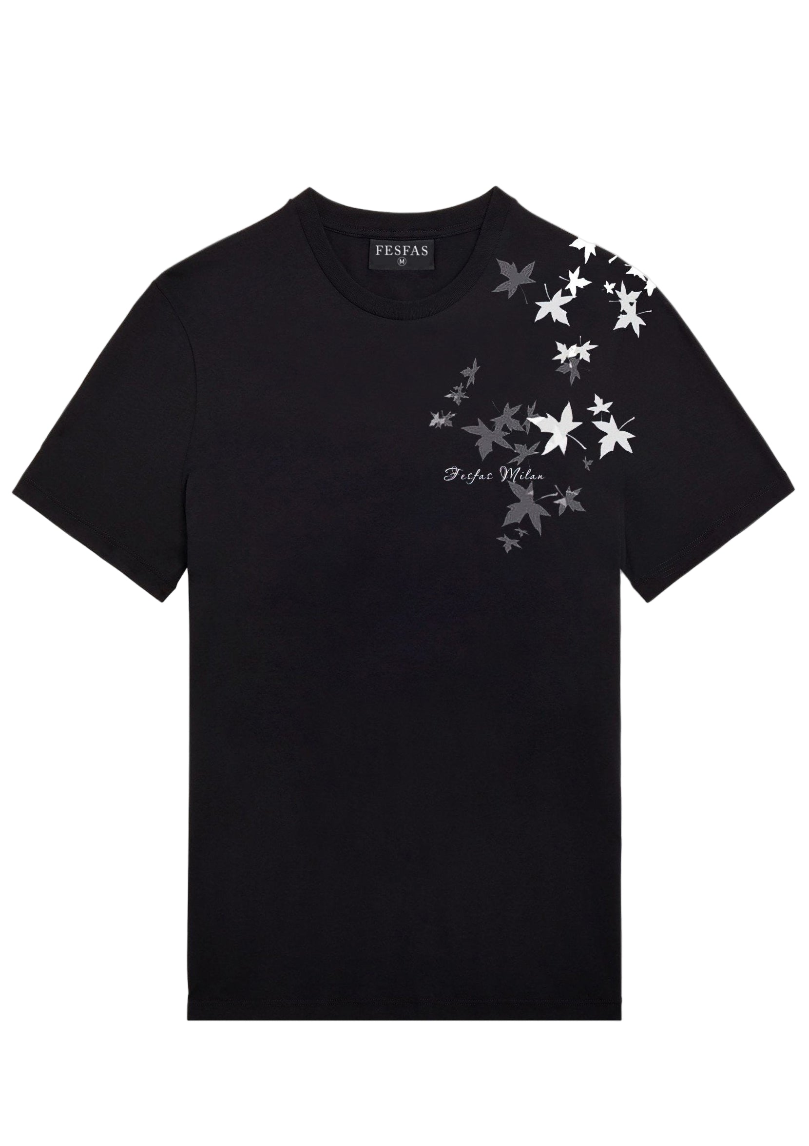 FesFas leaves-print T-shirt | Black