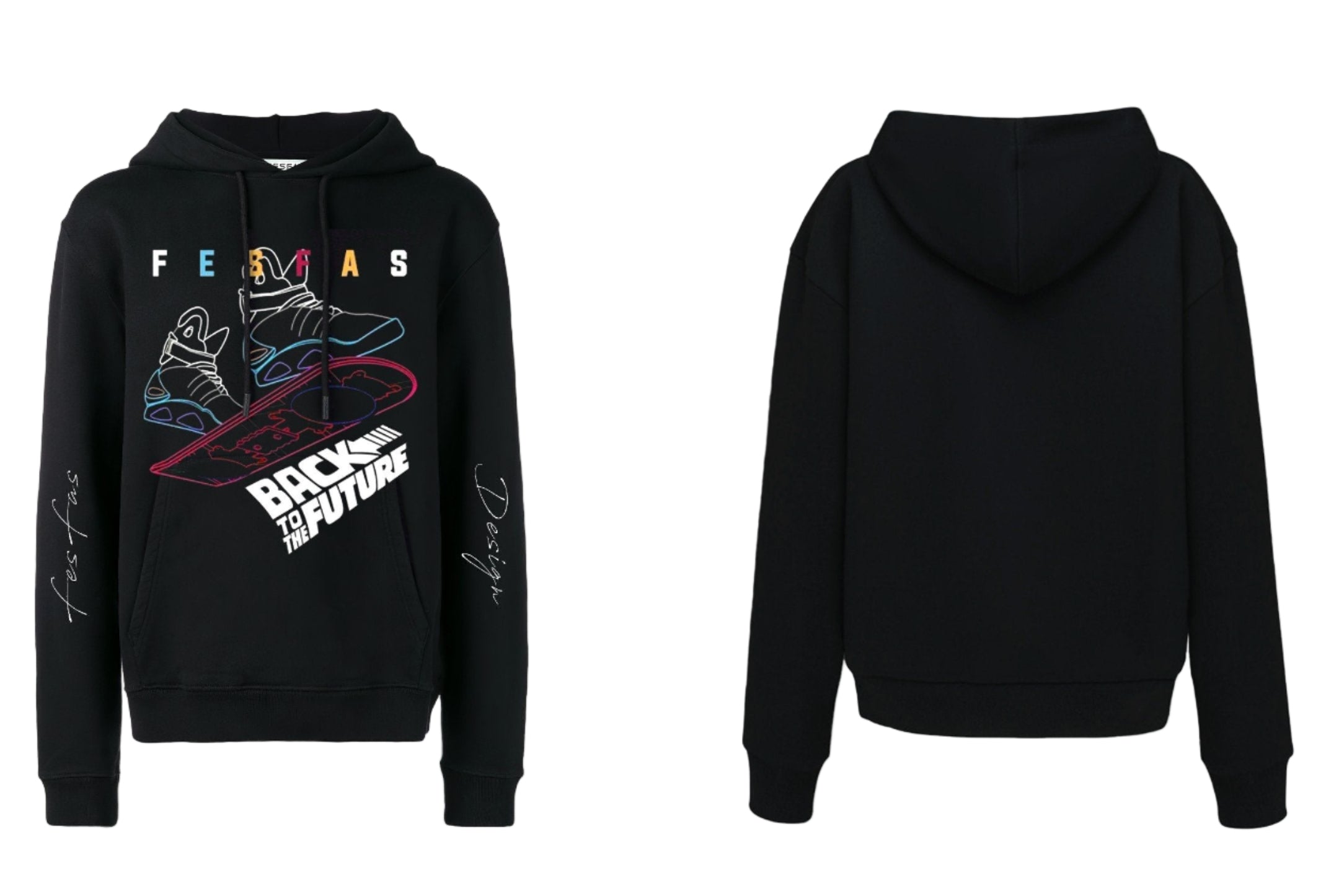 FesFas Sport shoes-print Hoodie | Black