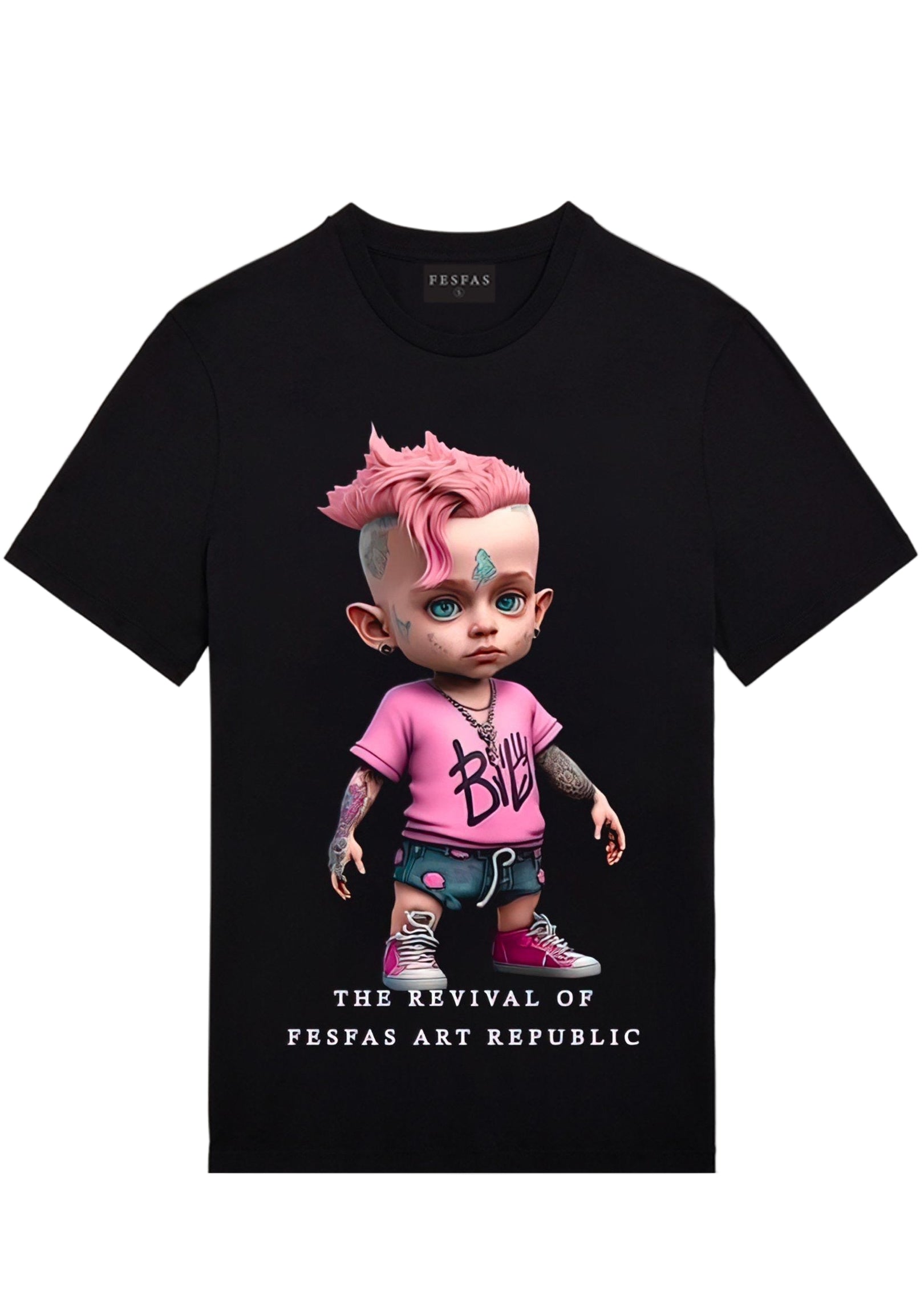 FesFas cute boy-print T-shirt | Black | Men