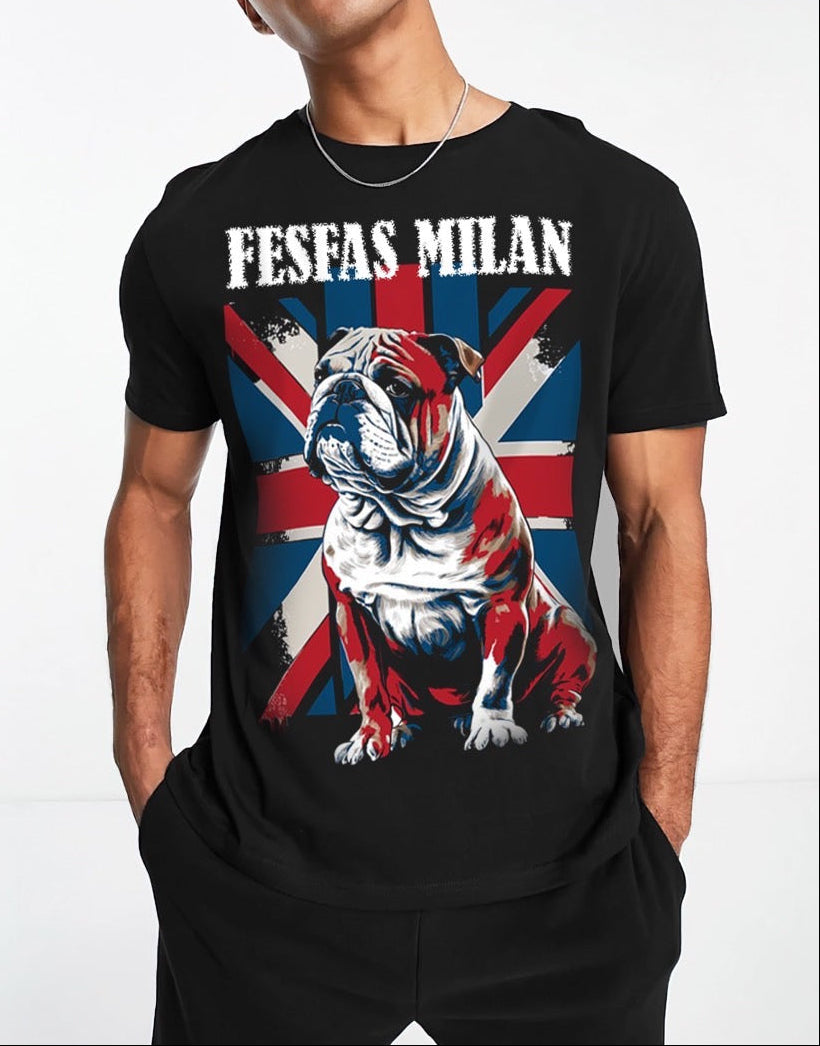 FesFas Bulldog-print T-shirt | Black