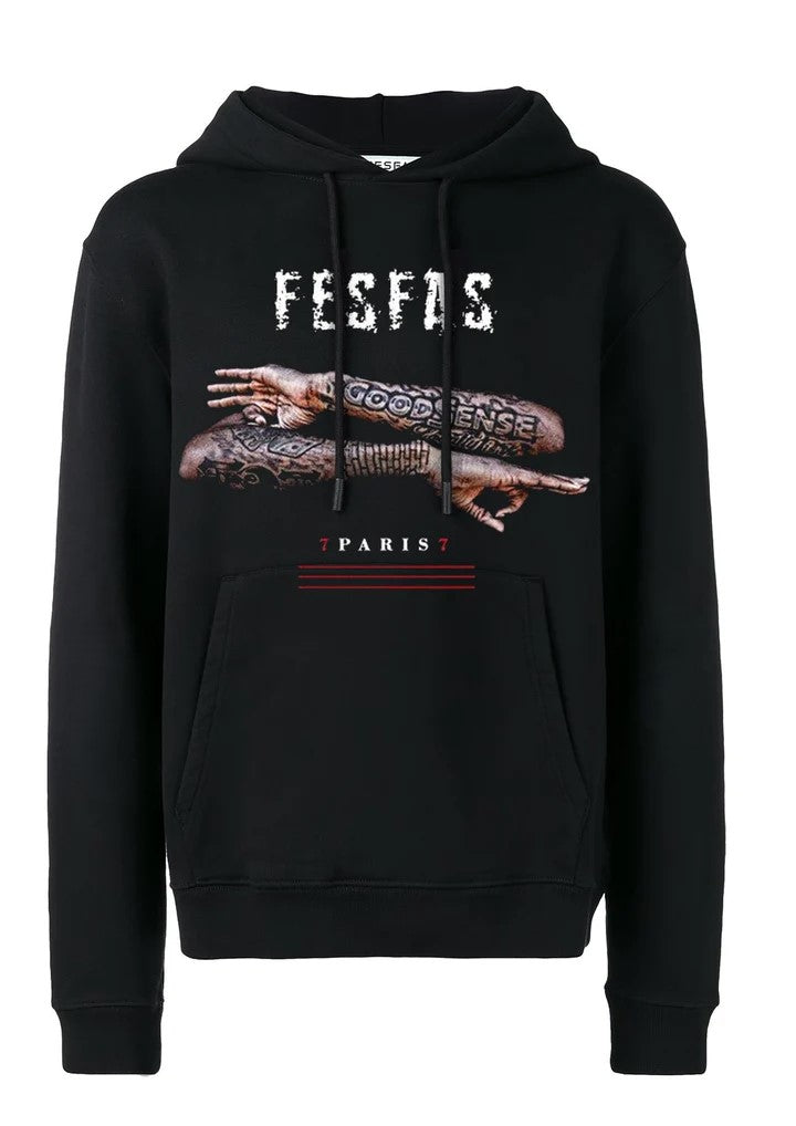 FesFas Good Sense-print Hoodie | Black