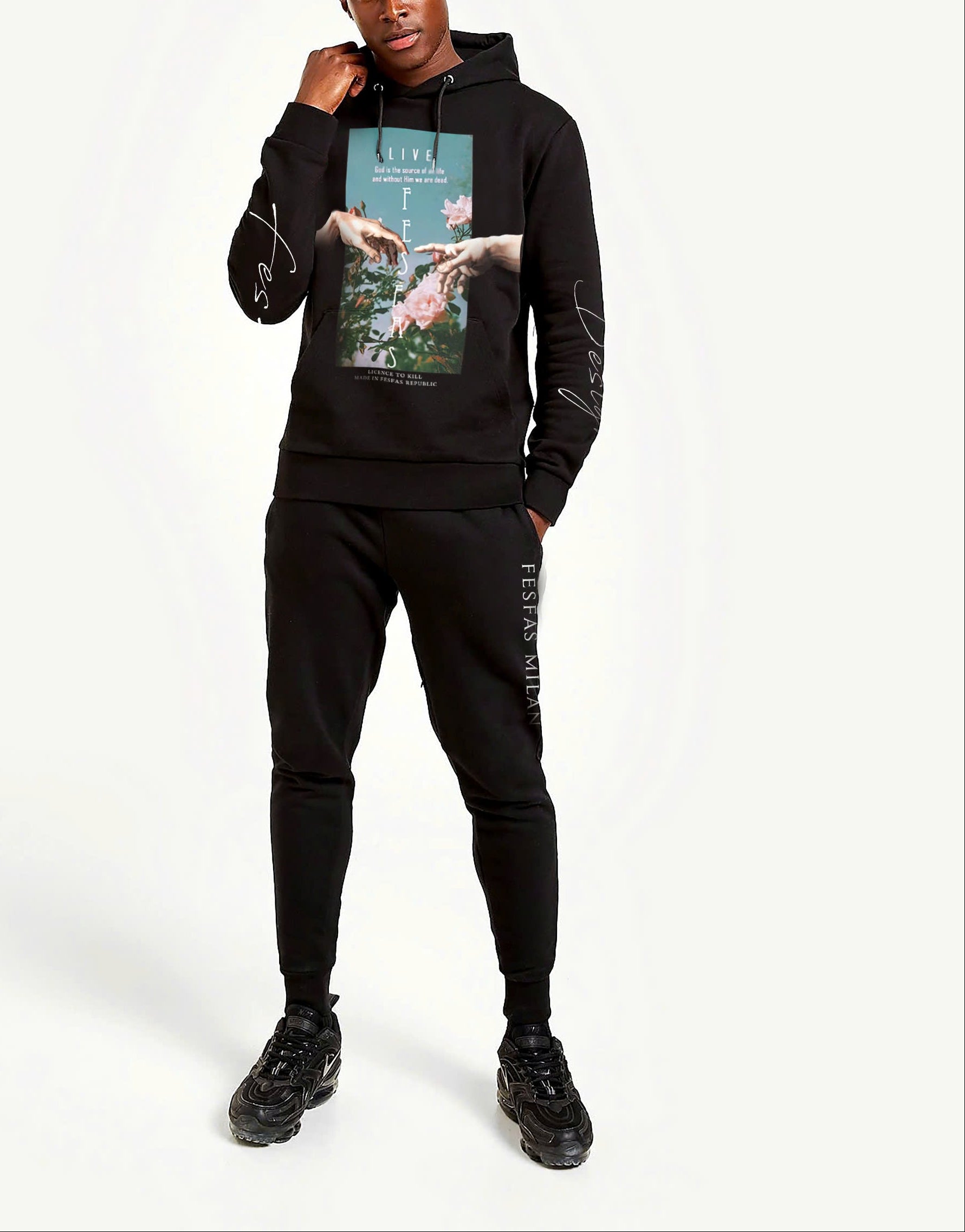 FesFas flower-print Hoodie | Black