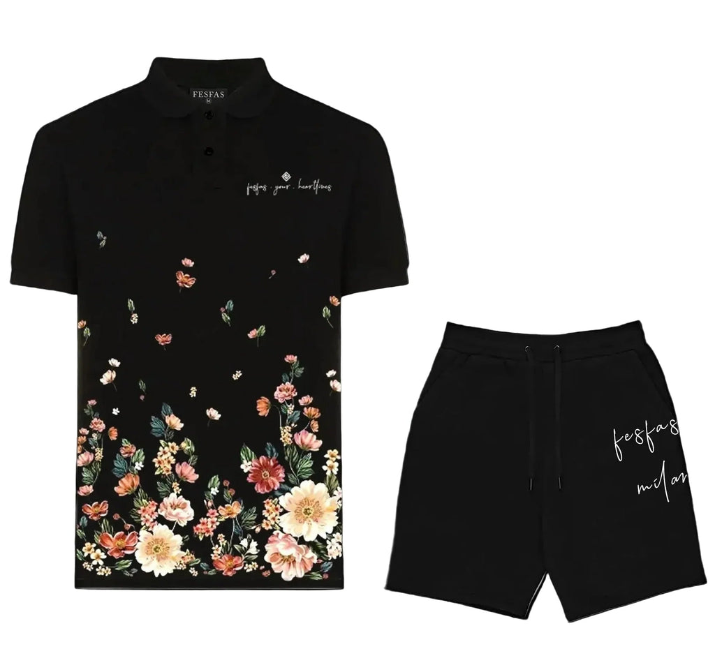 FesFas flowers-print Polo Set | Black