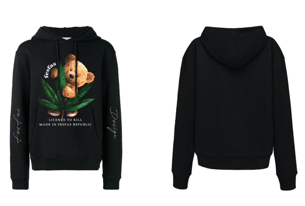 FesFas teddy bear high-print Hoodie | Black