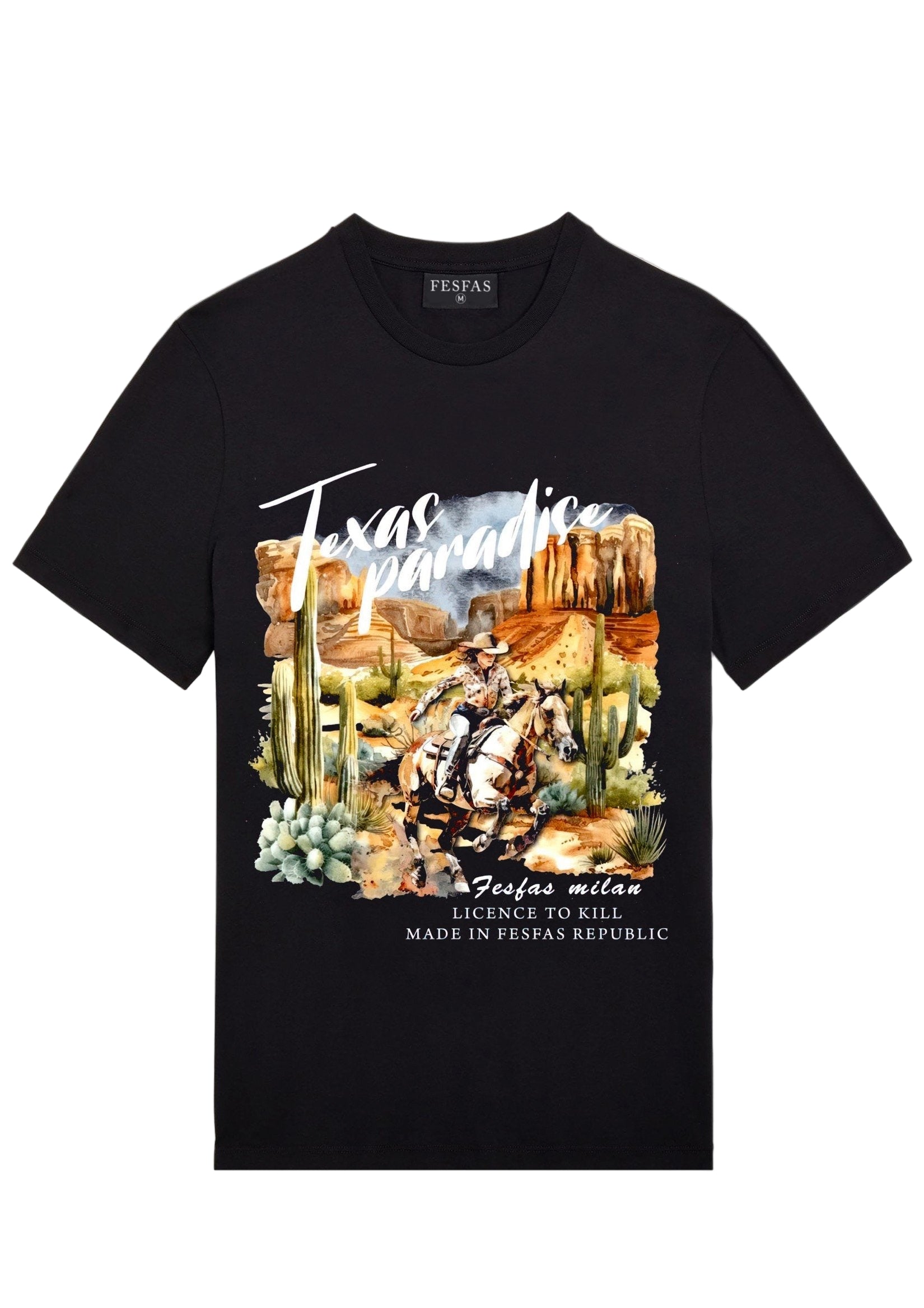 FesFas canvas-print T-shirt | Black