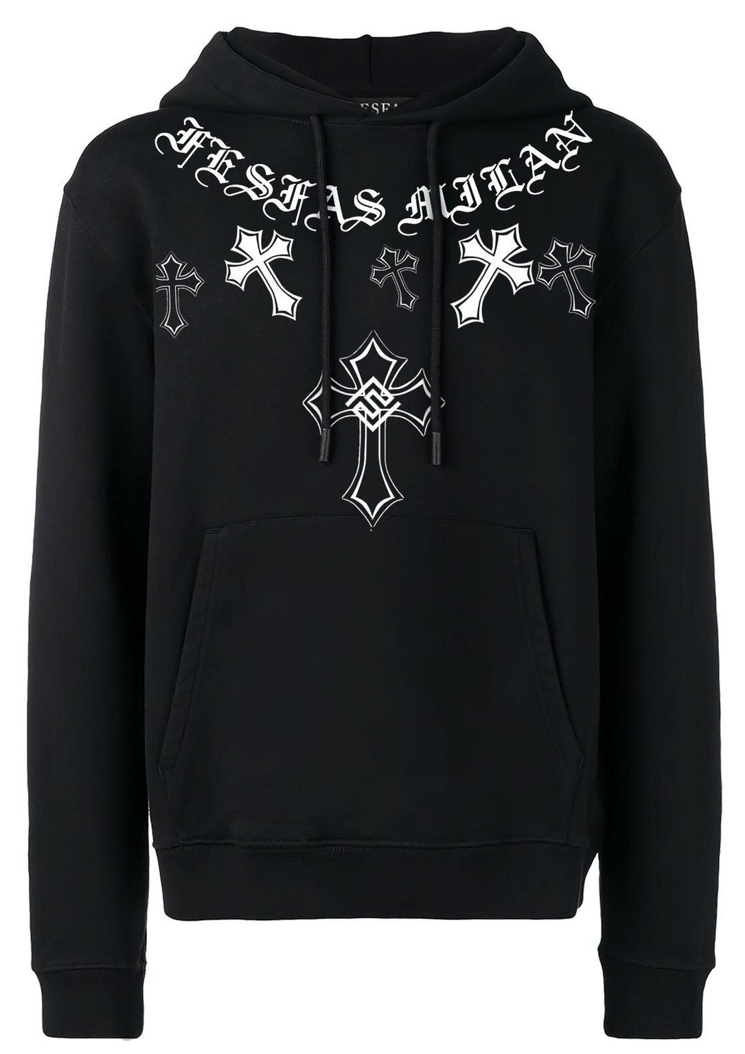 FesFas Cross-print Hoodie Set | Black