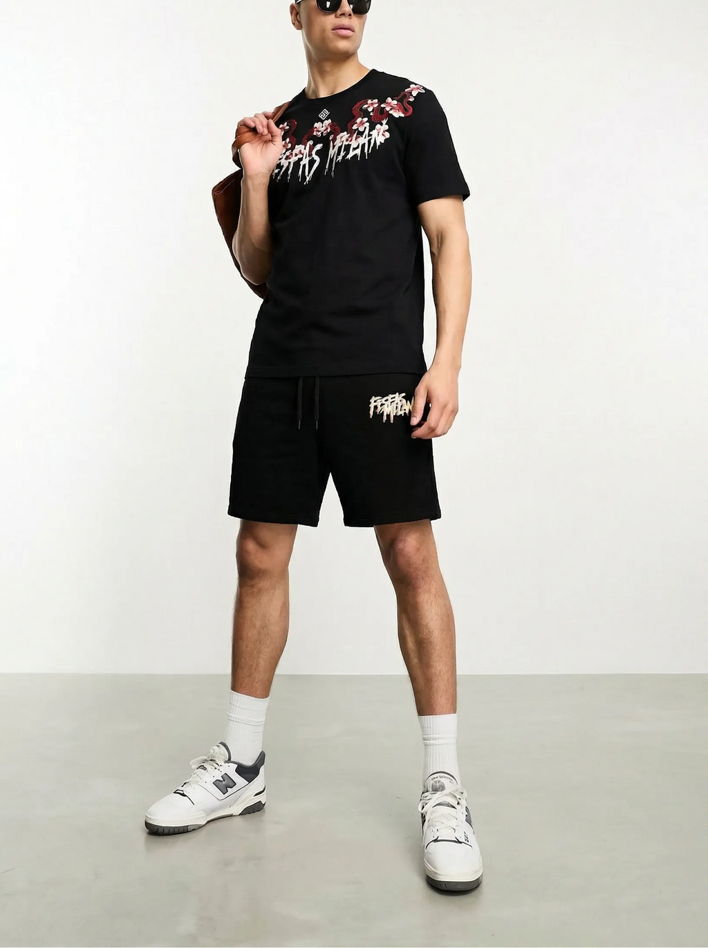 FesFas flowers-print T-shirt Set | Black