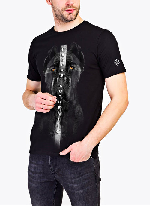 FesFas black dog-print T-shirt | Black | Men