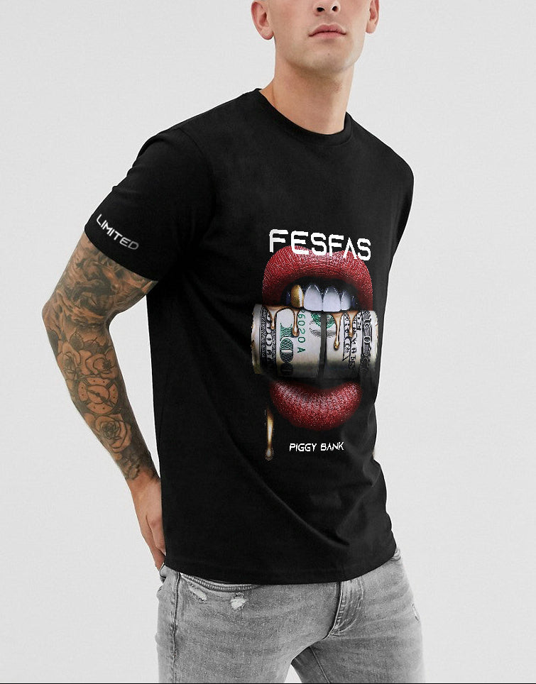 FesFas lips-print T-shirt | Black