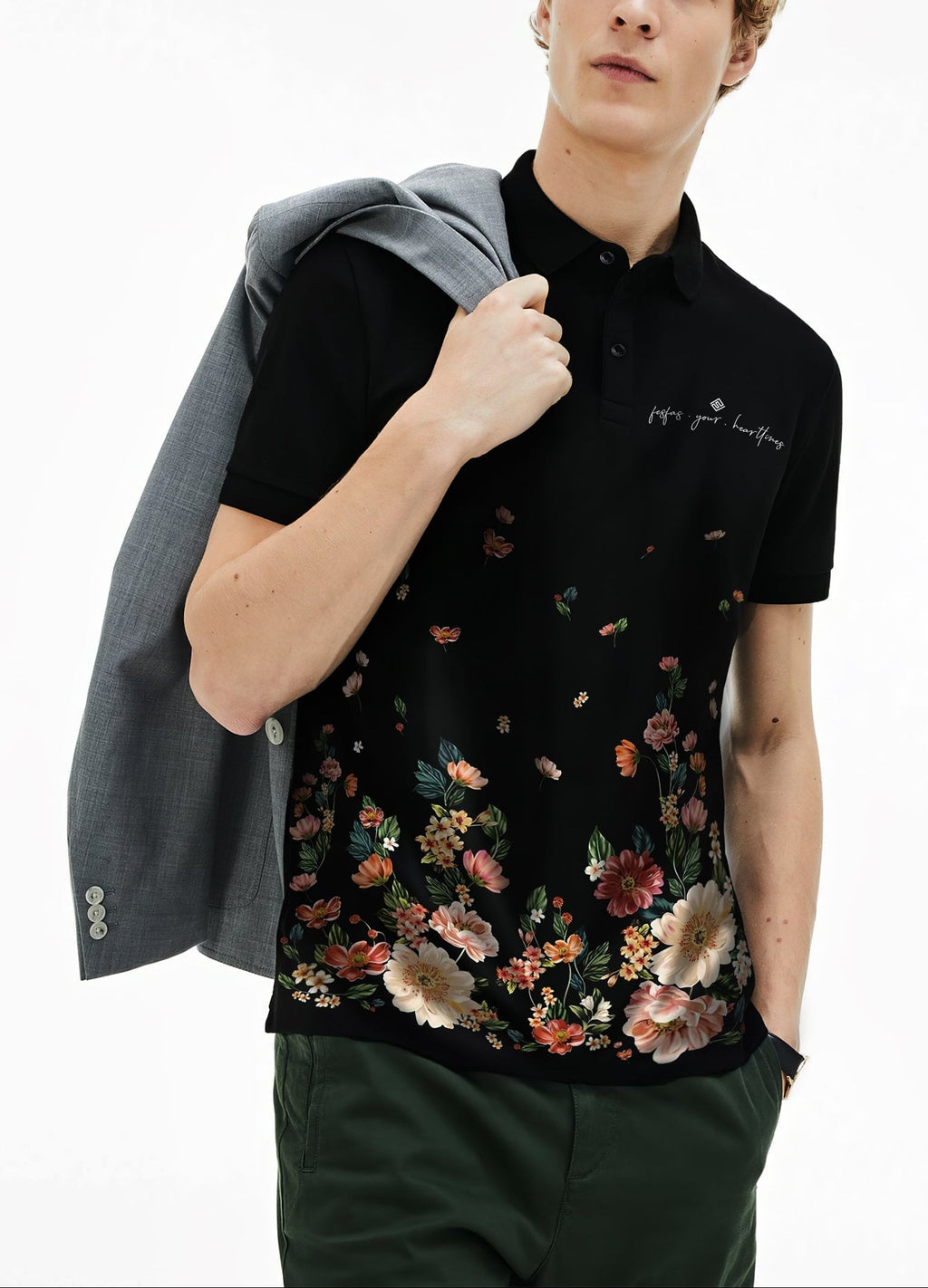 FesFas Floral-print Polo Shirt | Black