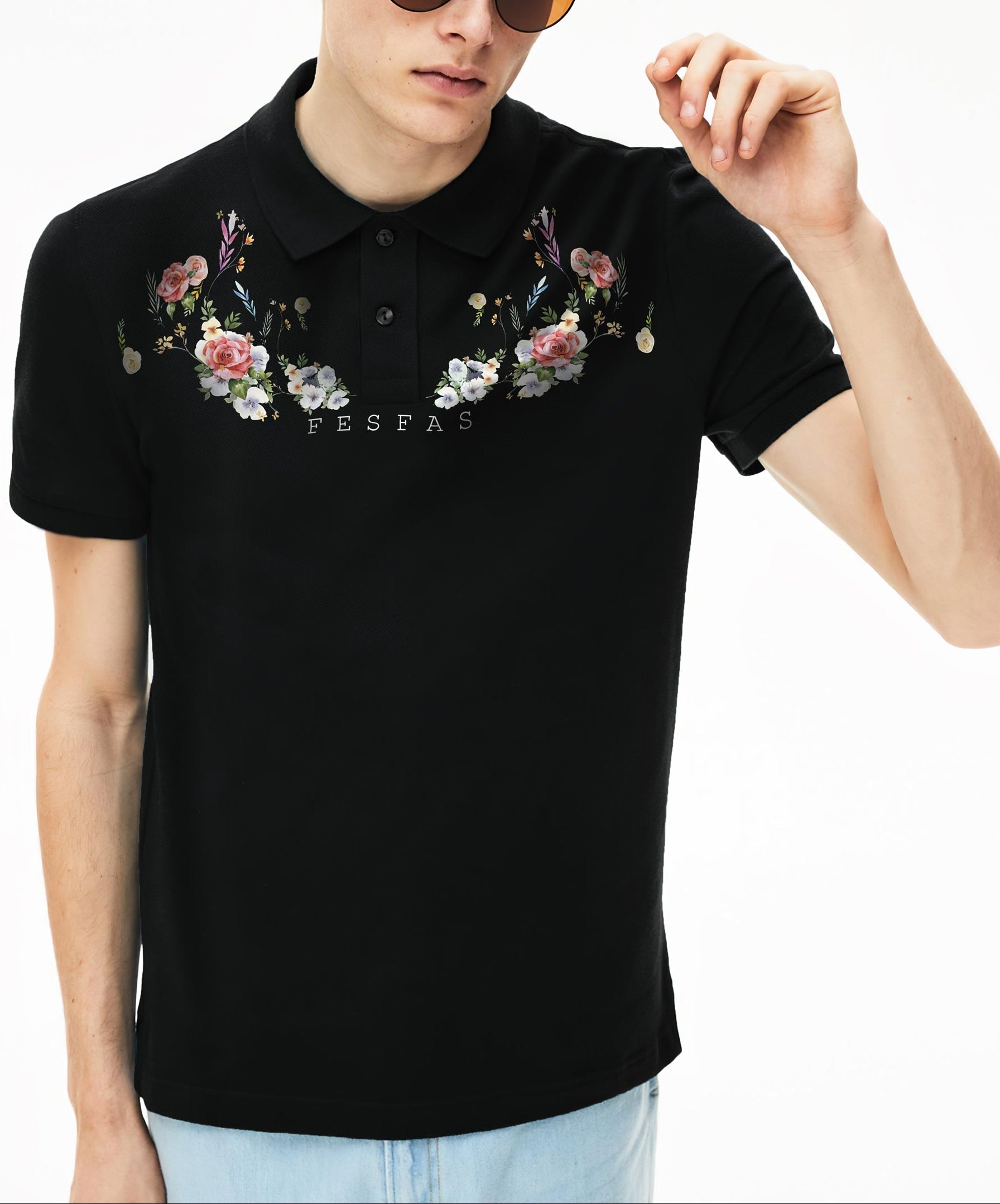 FesFas Floral-print Polo Shirt | Black