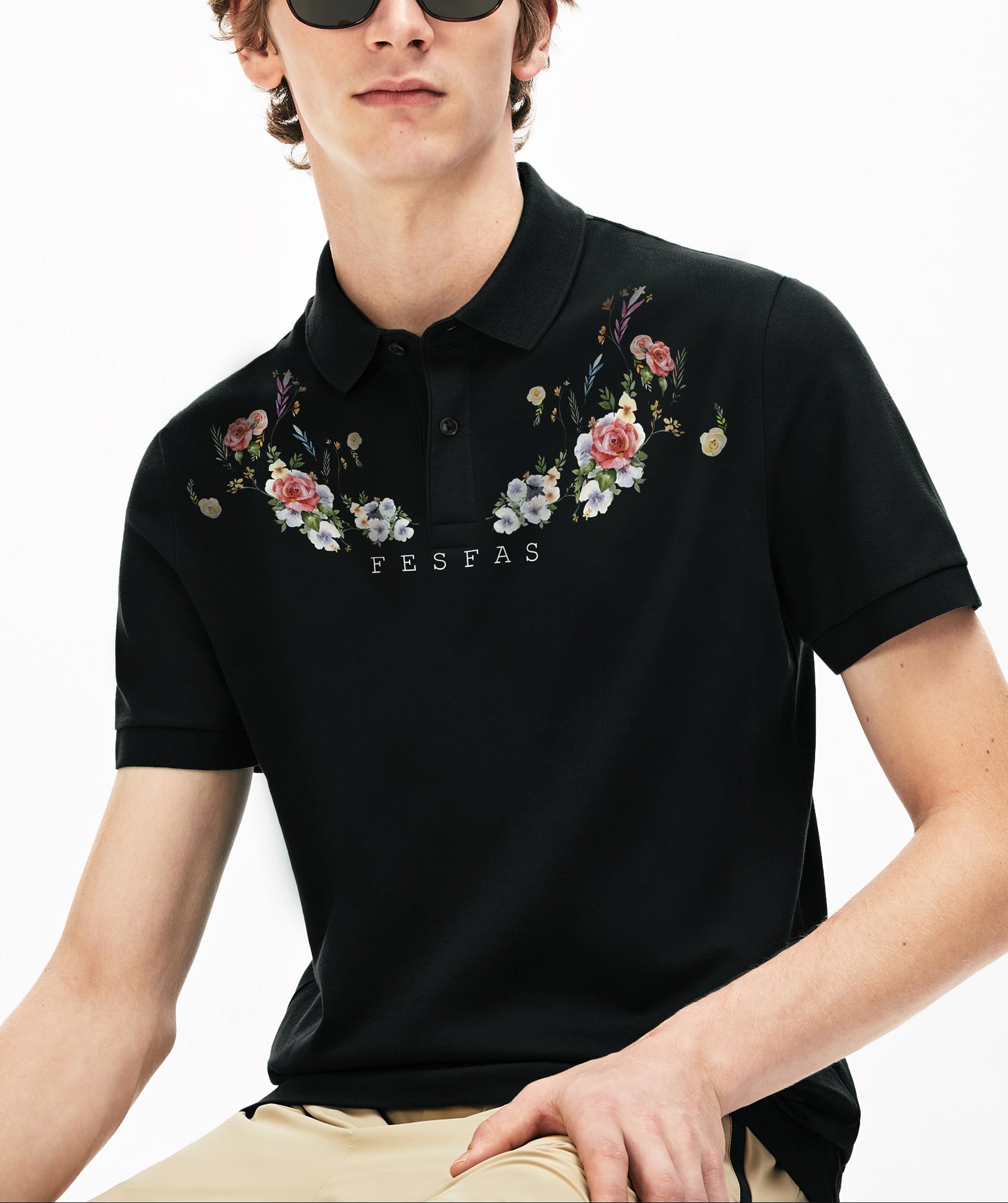 FesFas Floral-print Polo Shirt | Black