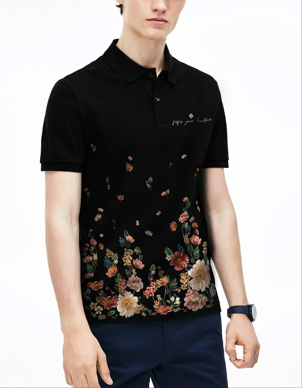 FesFas Floral-print Polo Shirt | Black