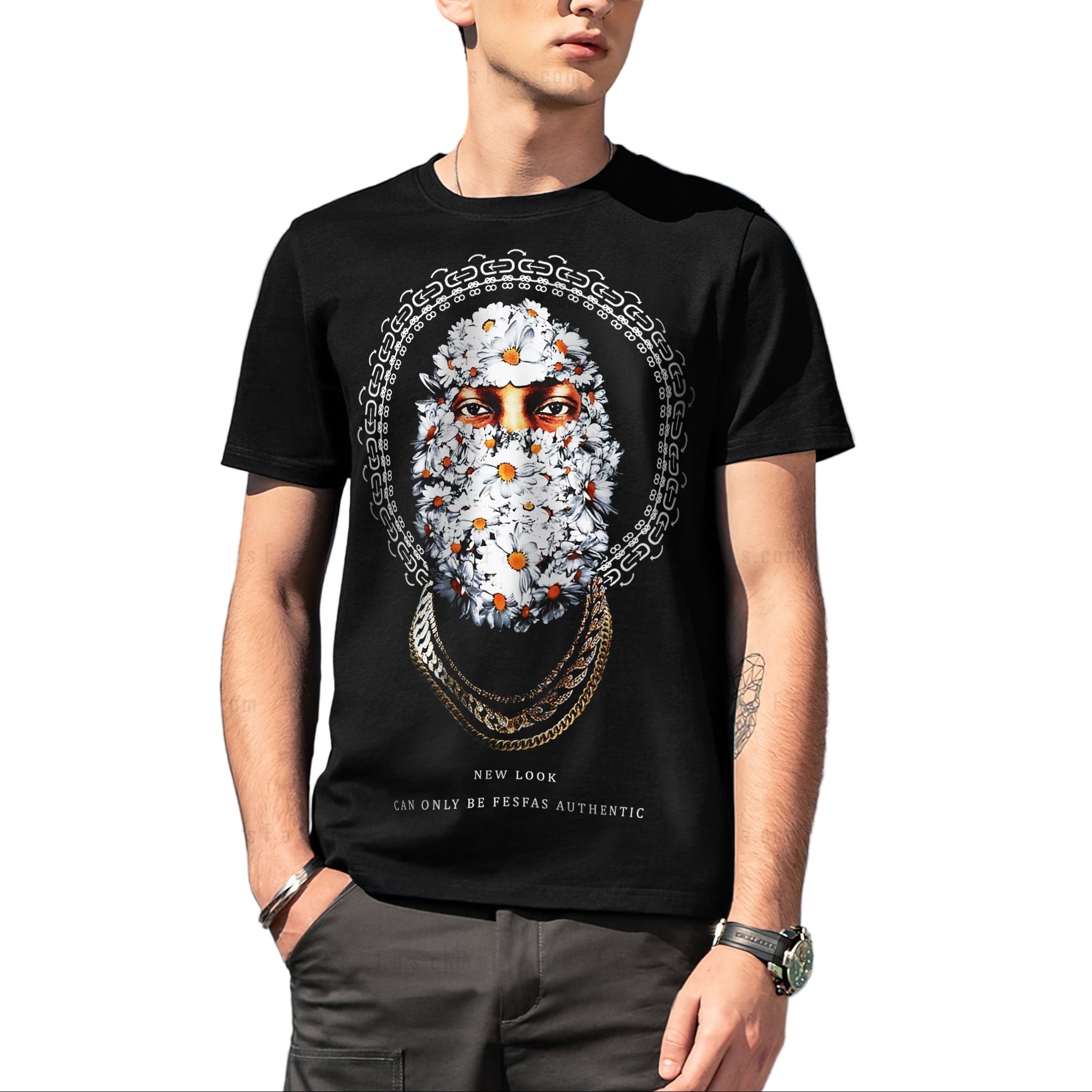 FesFas floral mask-print T-shirt | Black | Men