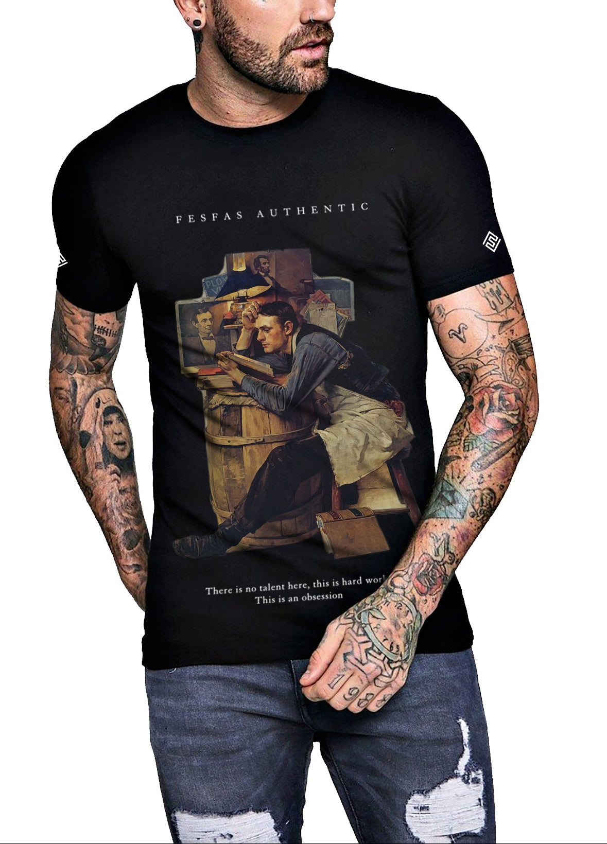 FesFas poet-print T-shirt | Black
