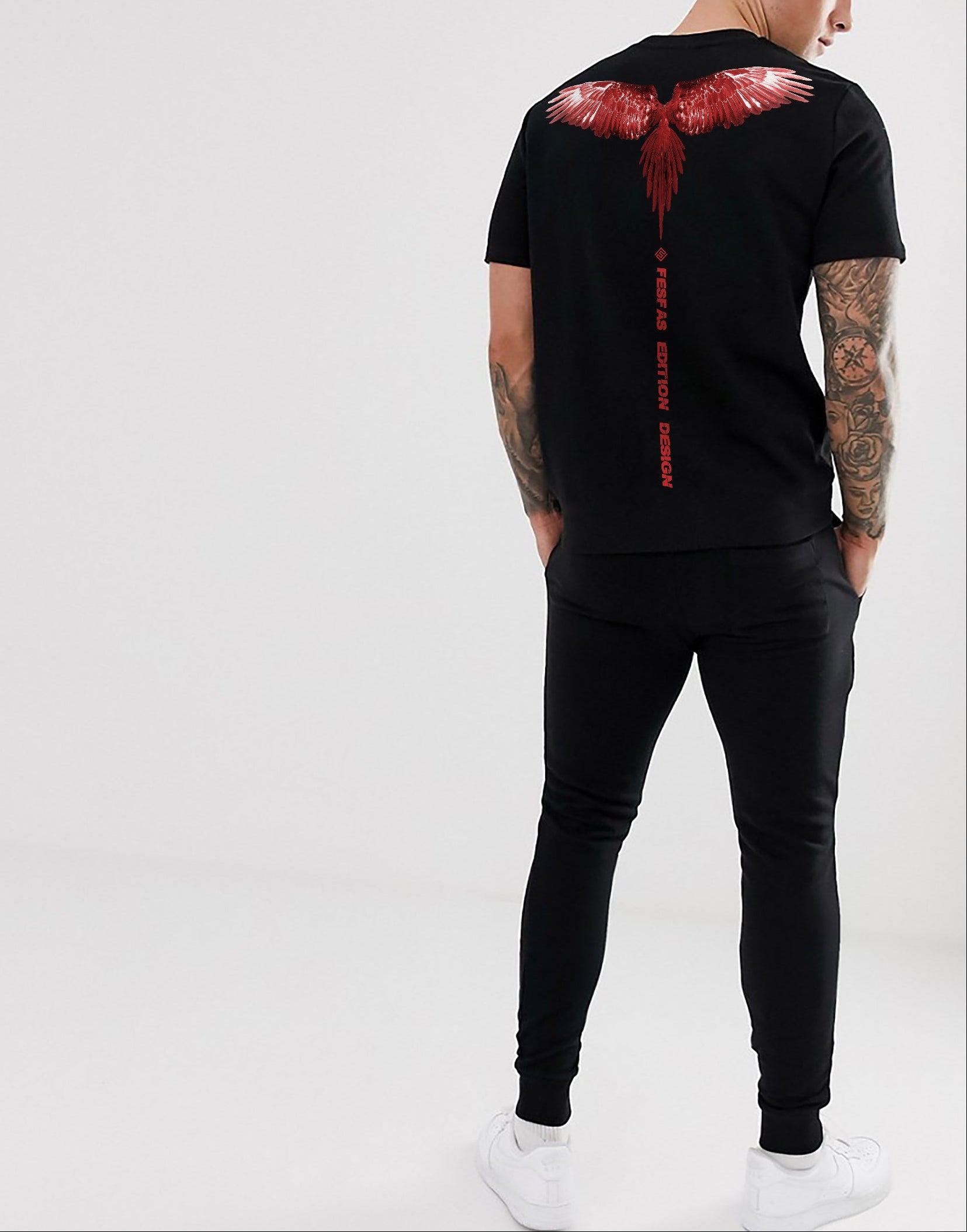 FesFas wings-print T-shirt | Black