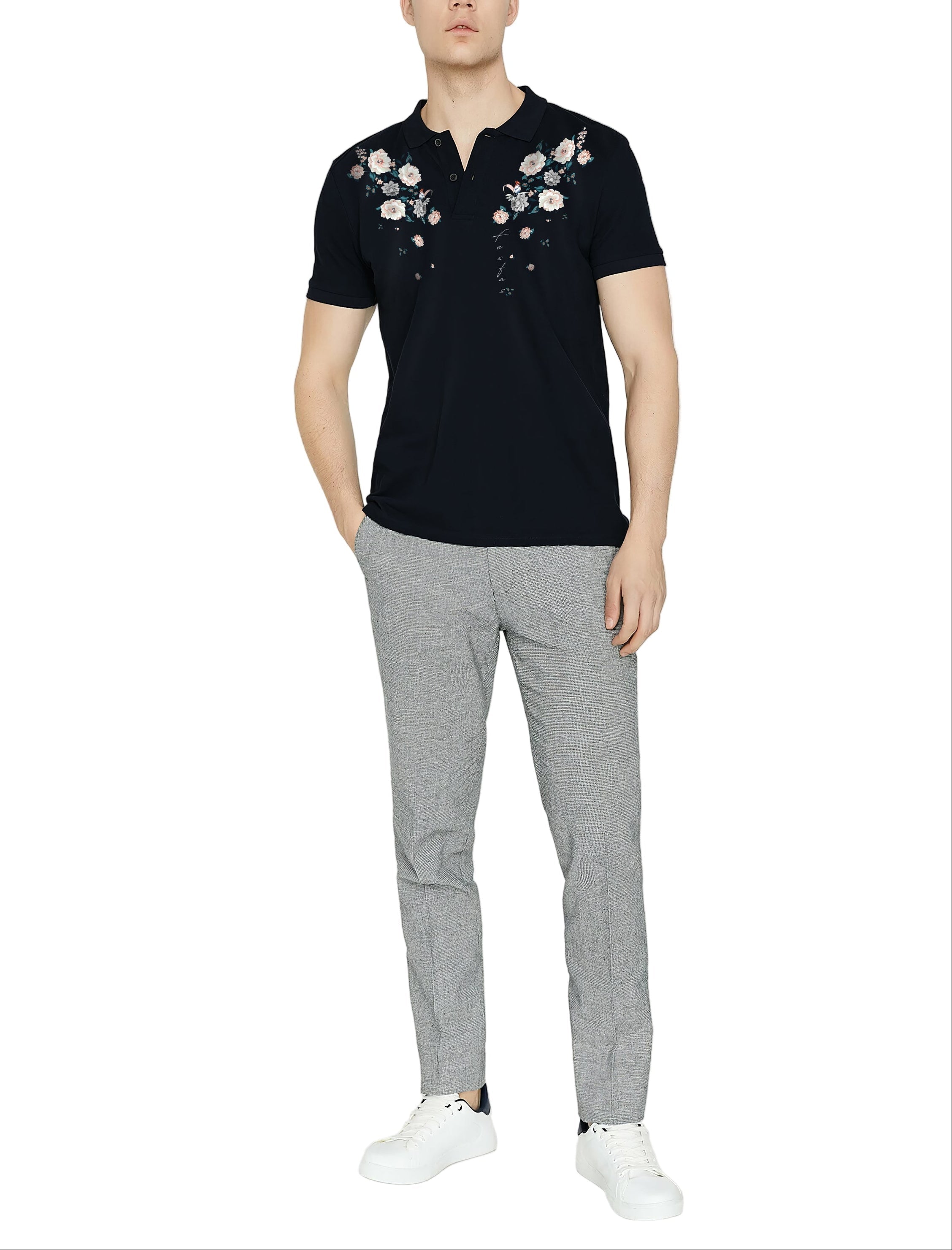 FesFas Floral-print Polo Shirt | Black