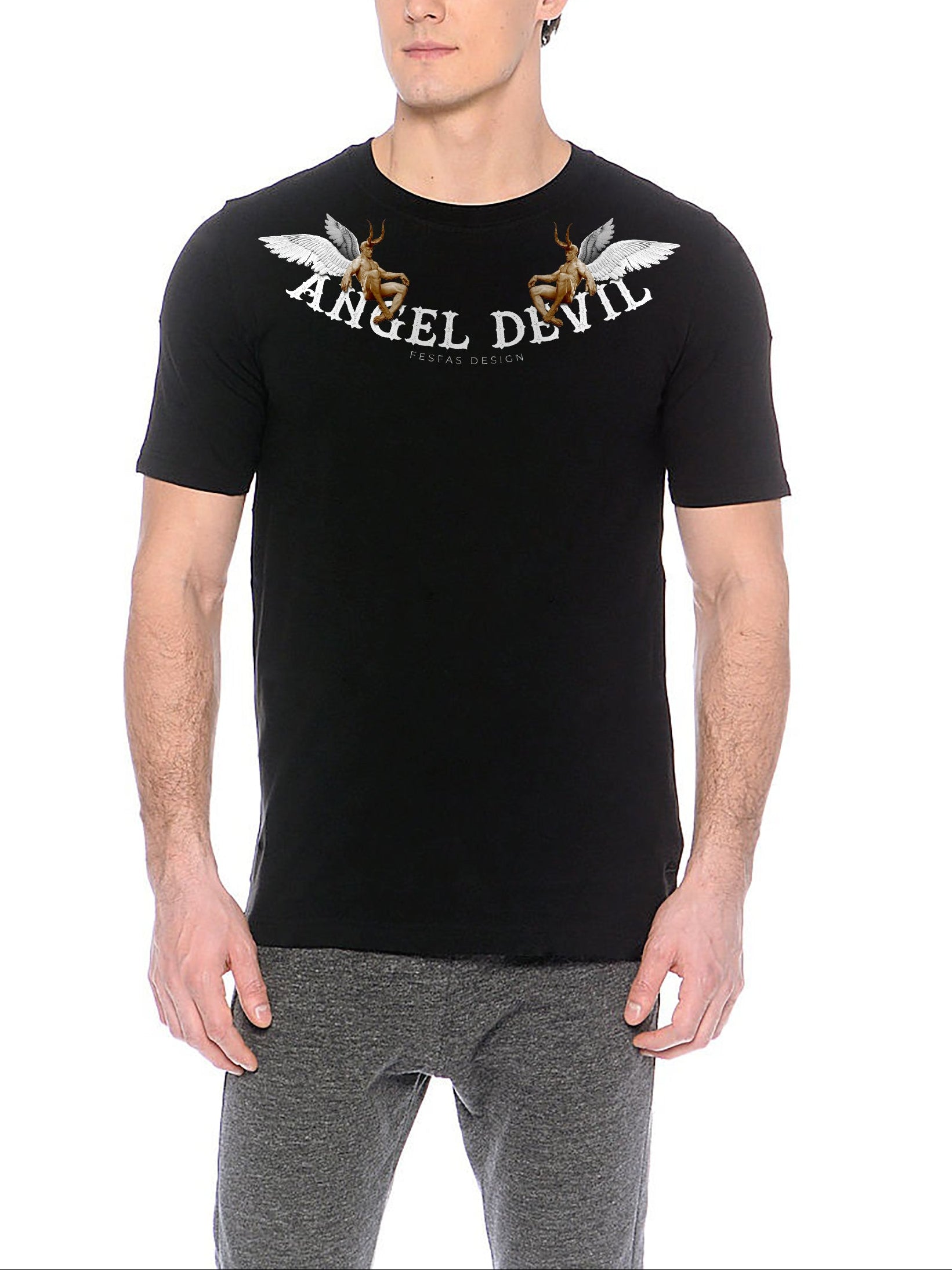 FesFas angel devil-print T-shirt | Black