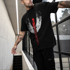 FesFas fallen angel-print T-shirt | Black