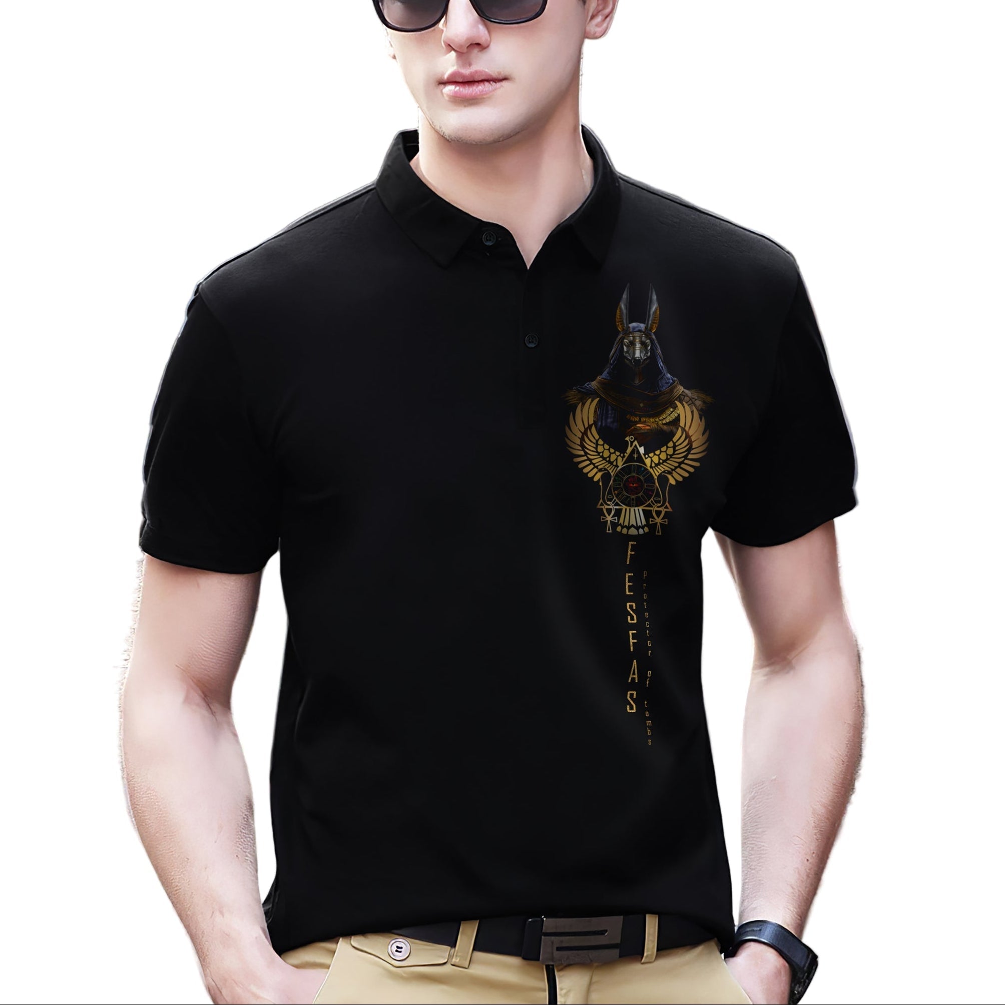 FesFas Anubis-print Polo Shirt | Black