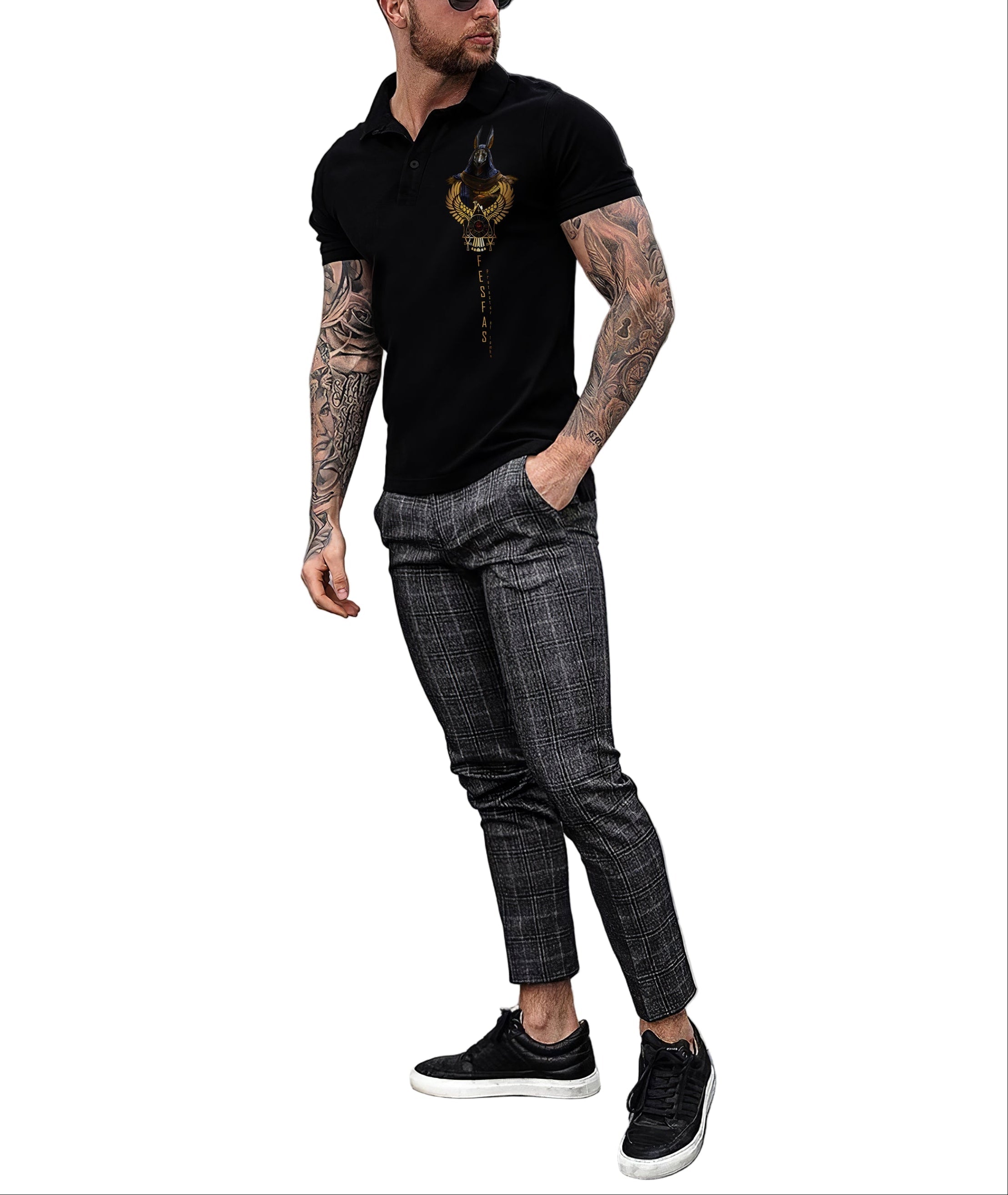 FesFas Anubis-print Polo Shirt | Black