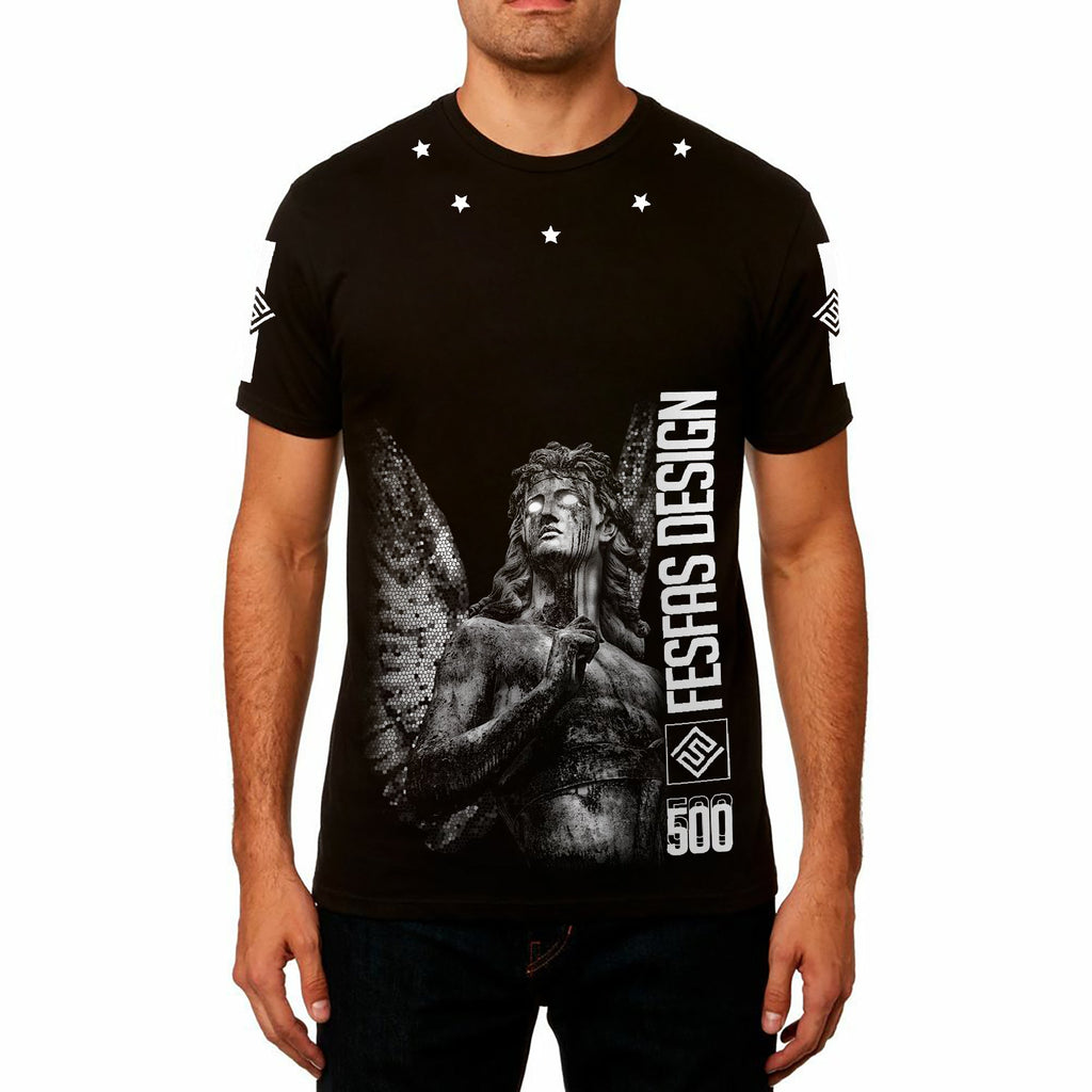 FesFas angel-print T-shirt | Black