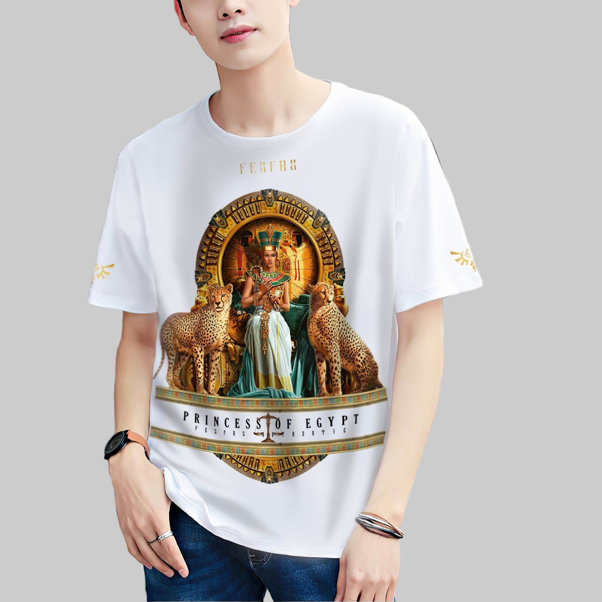 FesFas egypt queen-print T-shirt | White