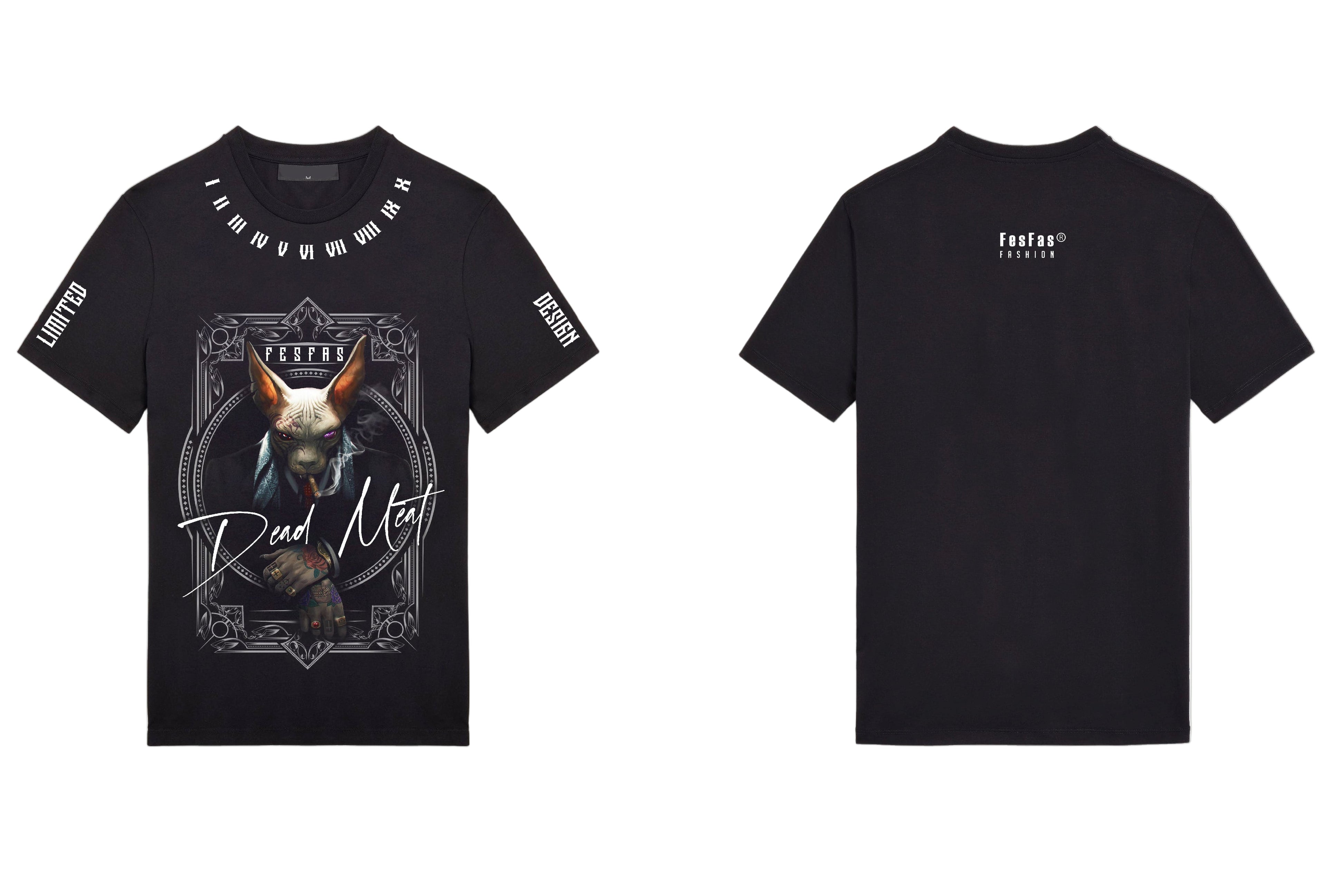 FesFas sphynx-print T-shirt | Black