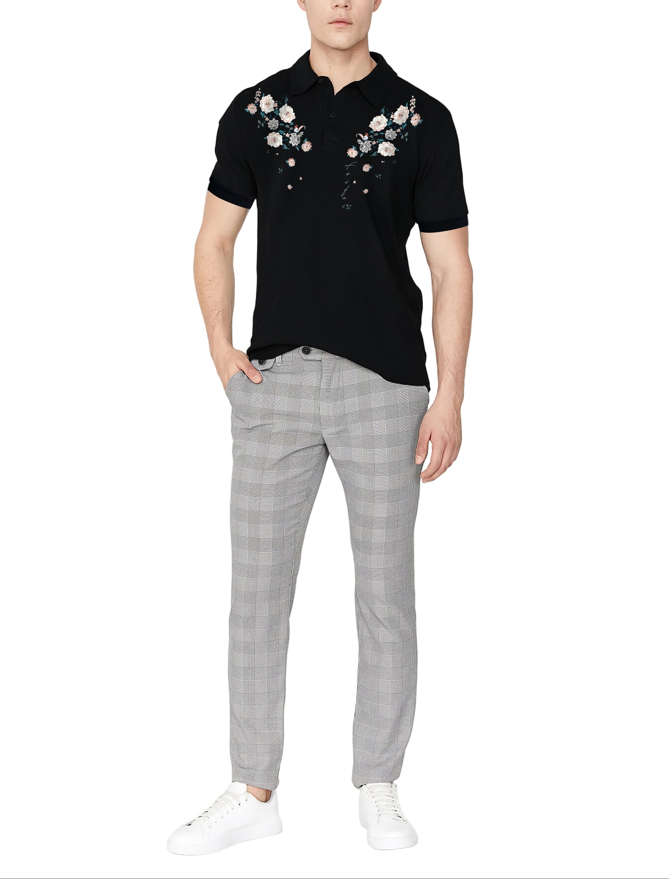 FesFas Floral-print Polo Shirt | Black