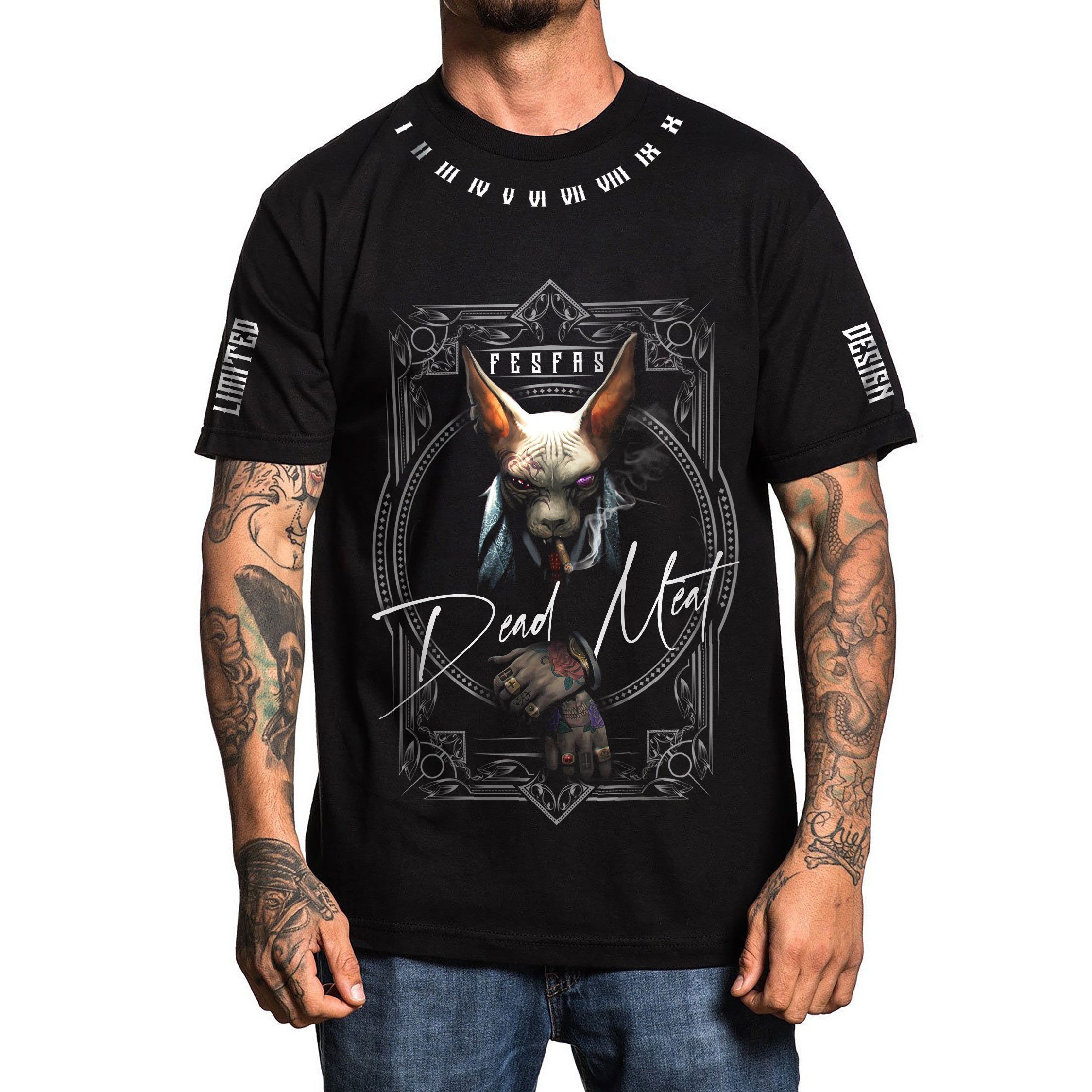 FesFas sphynx-print T-shirt | Black