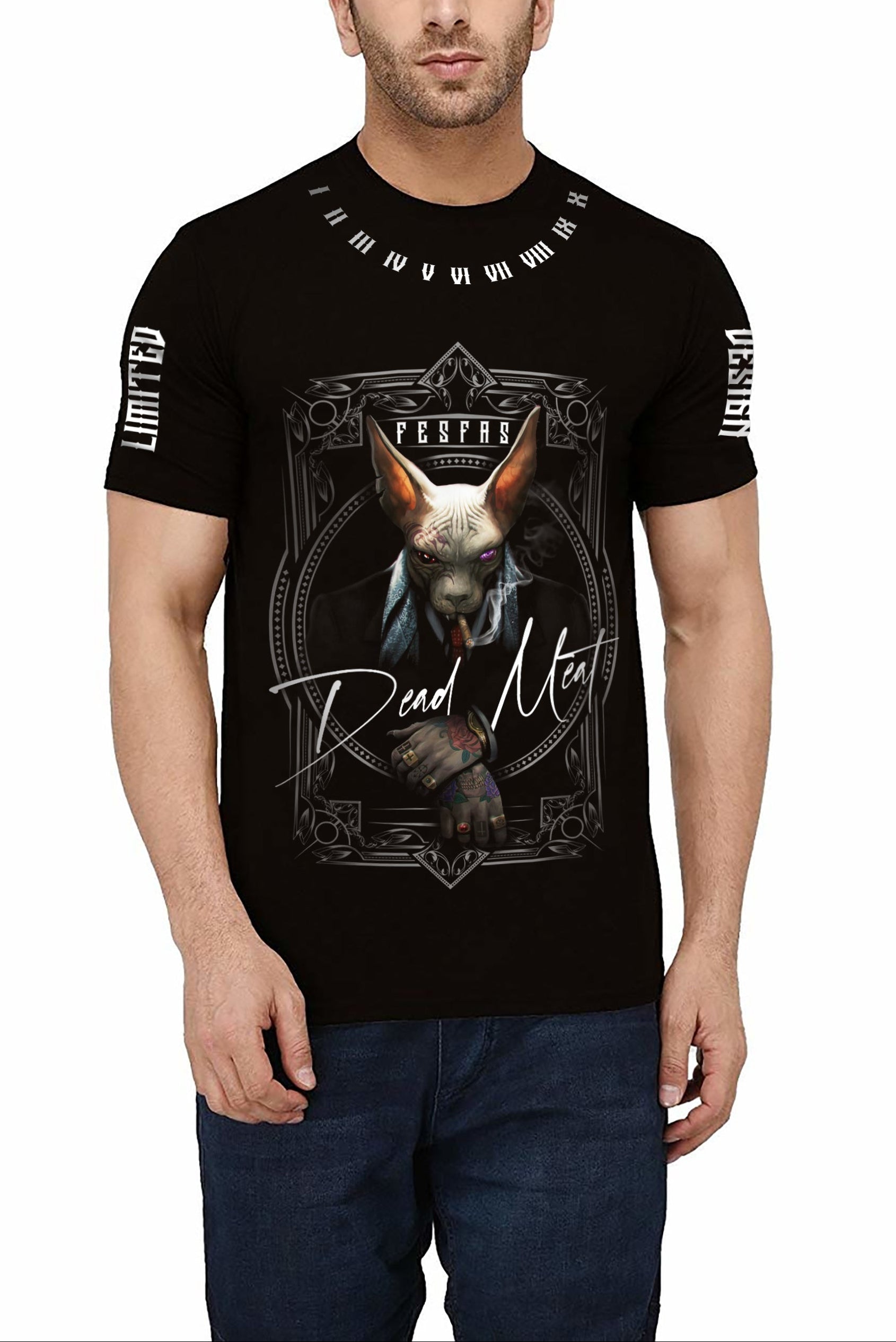 FesFas sphynx-print T-shirt | Black
