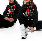FesFas Cross-print Hoodie Set | Black