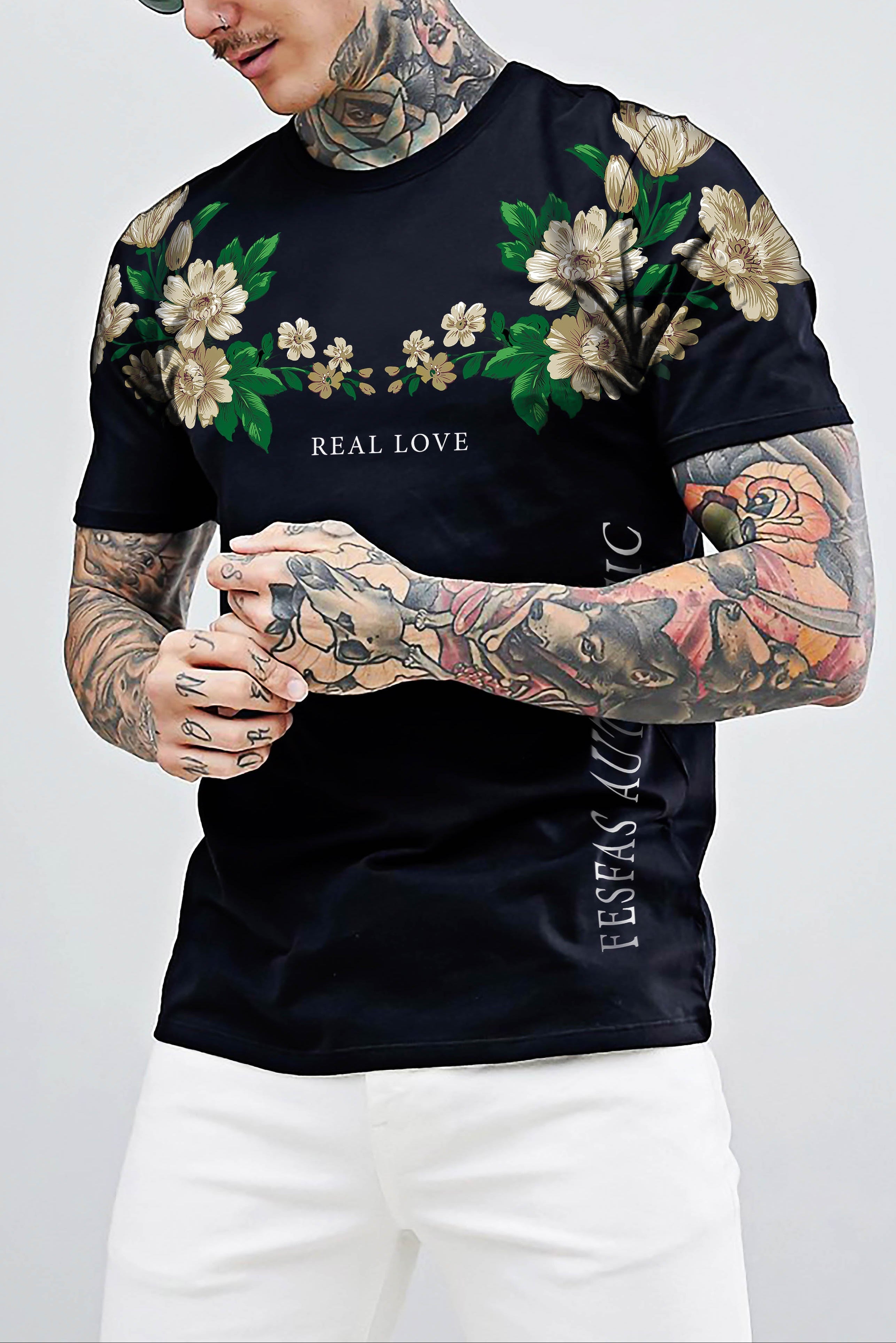 FesFas flowers-print T-shirt | Black | Men