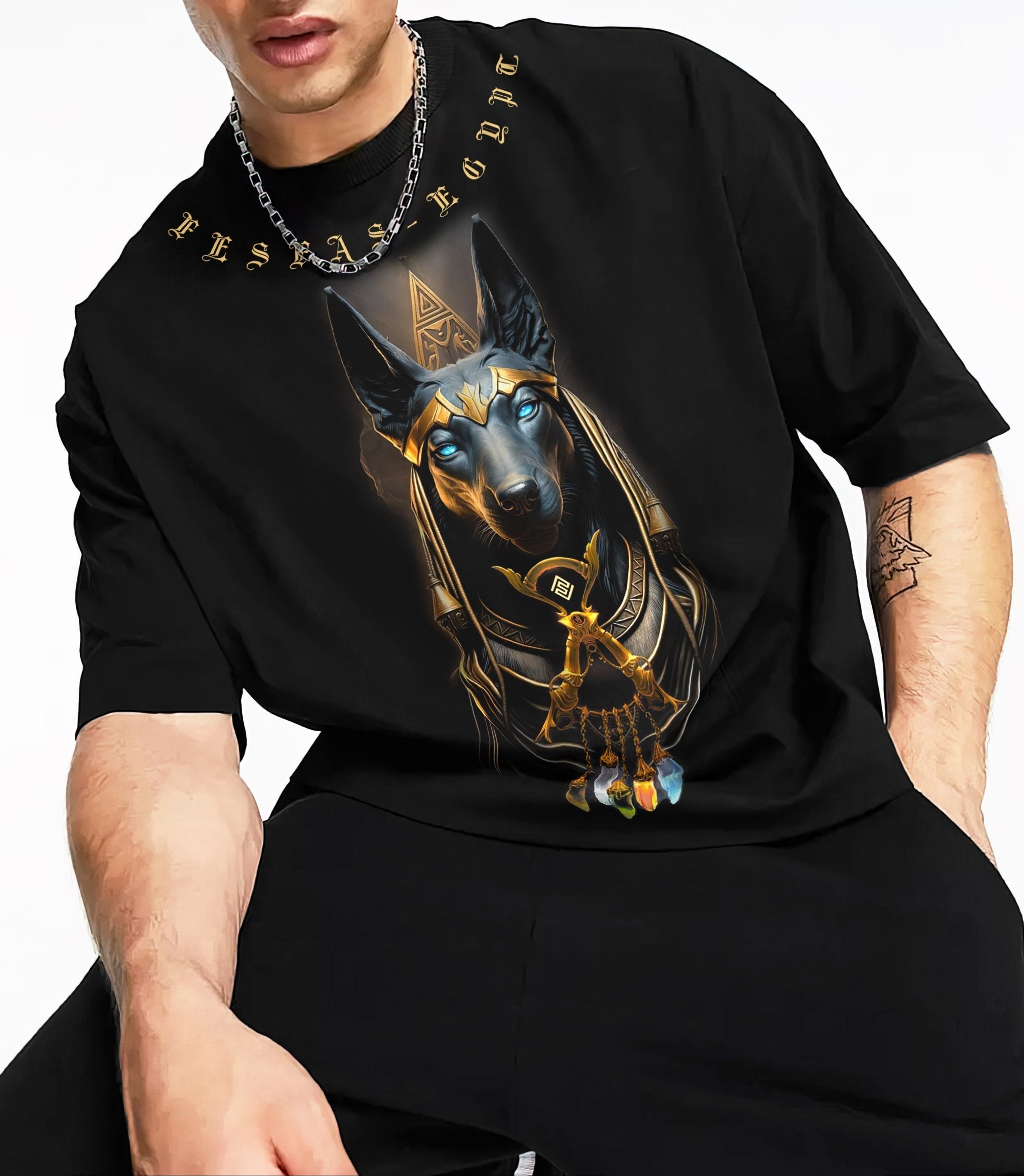 FesFas Anubis-print T-shirt | Black