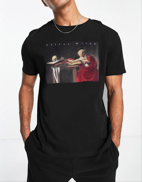 FesFas "Saint Jerome Writing"-print T-shirt | Black