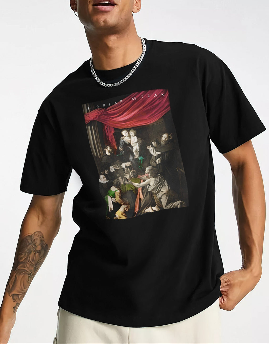FesFas "Madonna of the Rosary"-print T-shirt | Black