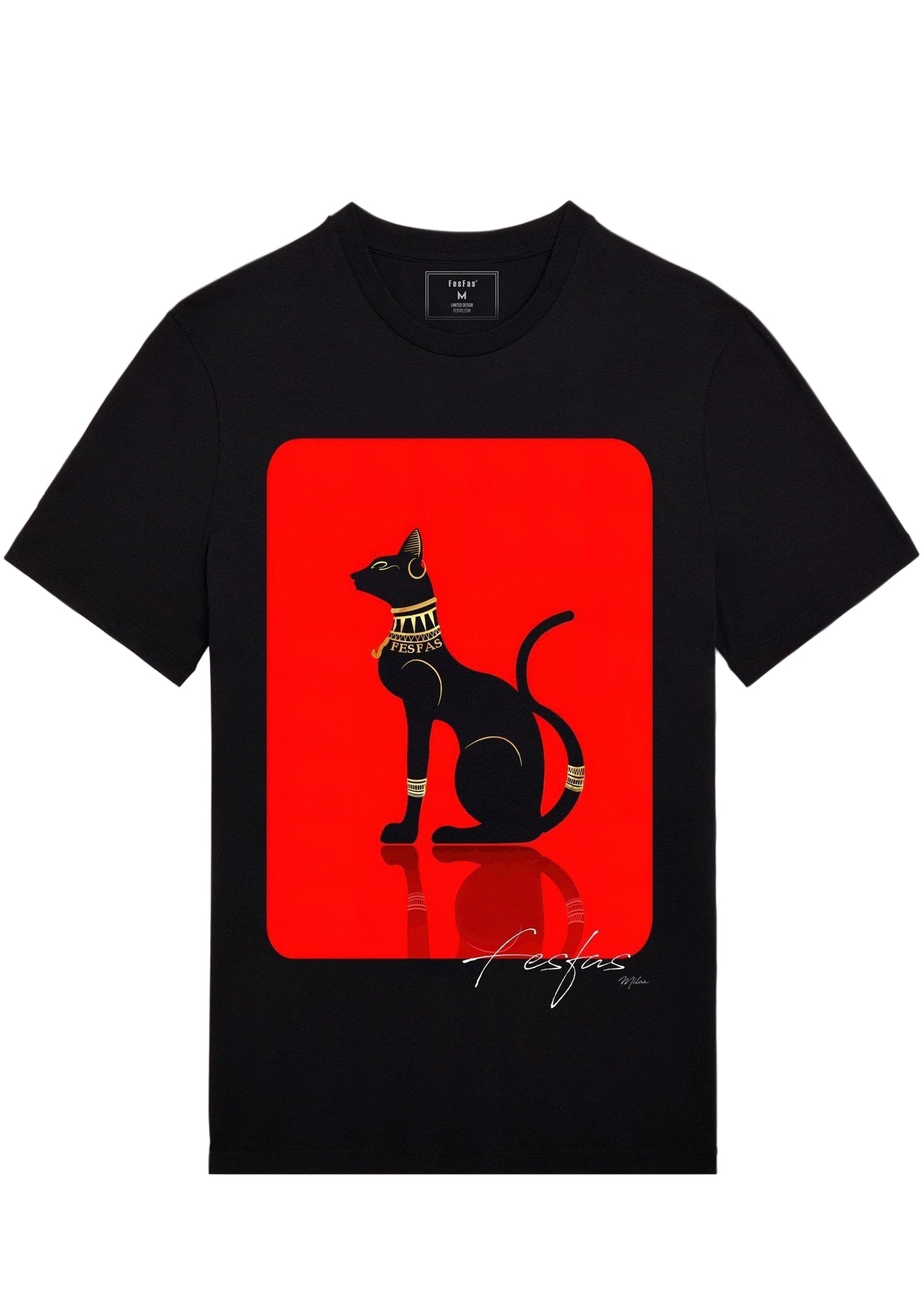 FesFas Bastet-print T-shirt | Black