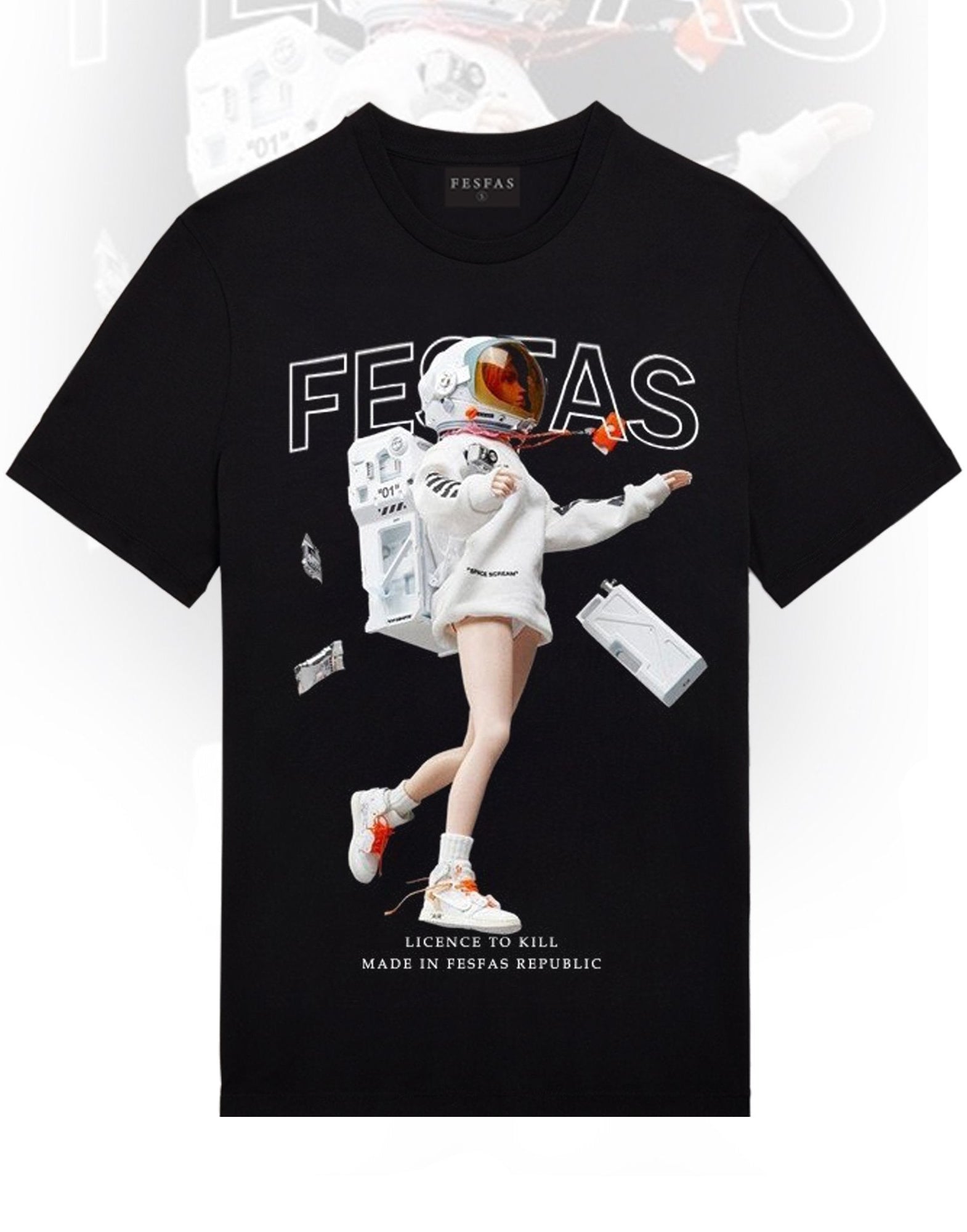 FesFas astronaut-print T-shirt | Black