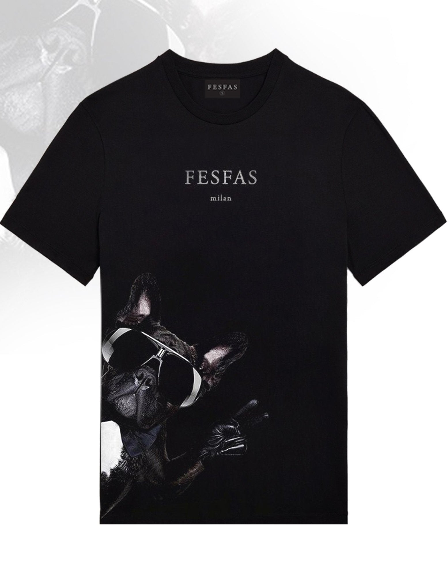 FesFas Bulldog-print T-shirt | Black
