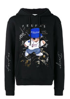 FesFas Hiphop Bear-print Hoodie | Black