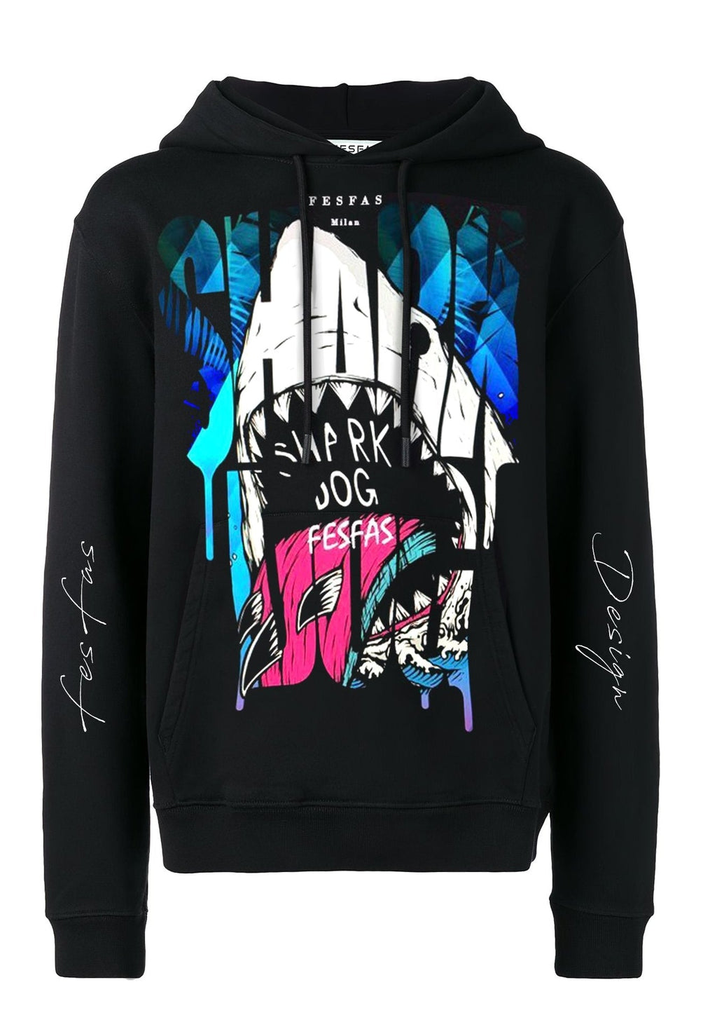 FesFas The Shark-print Hoodie | Black