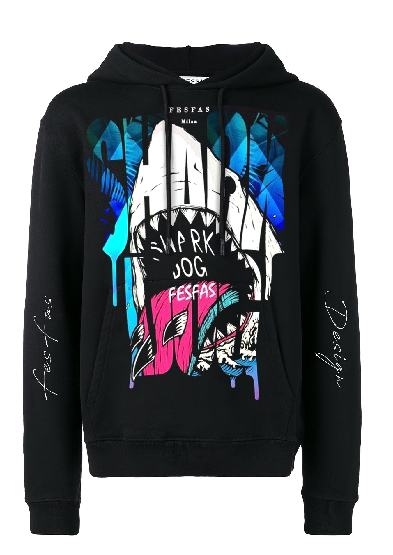 FesFas The Shark-print Hoodie | Black
