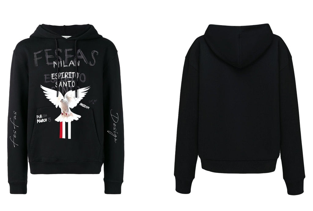FesFas dove-print Hoodie | Black