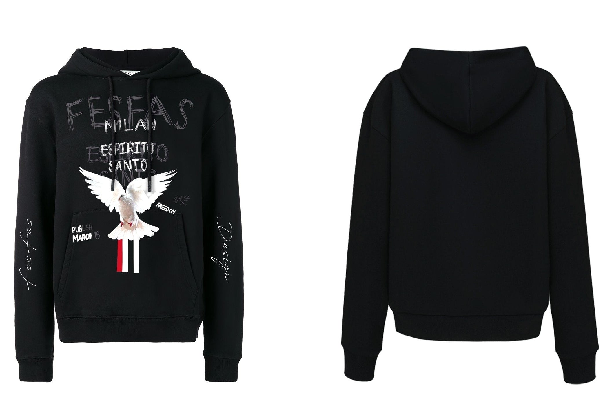 FesFas dove-print Hoodie | Black